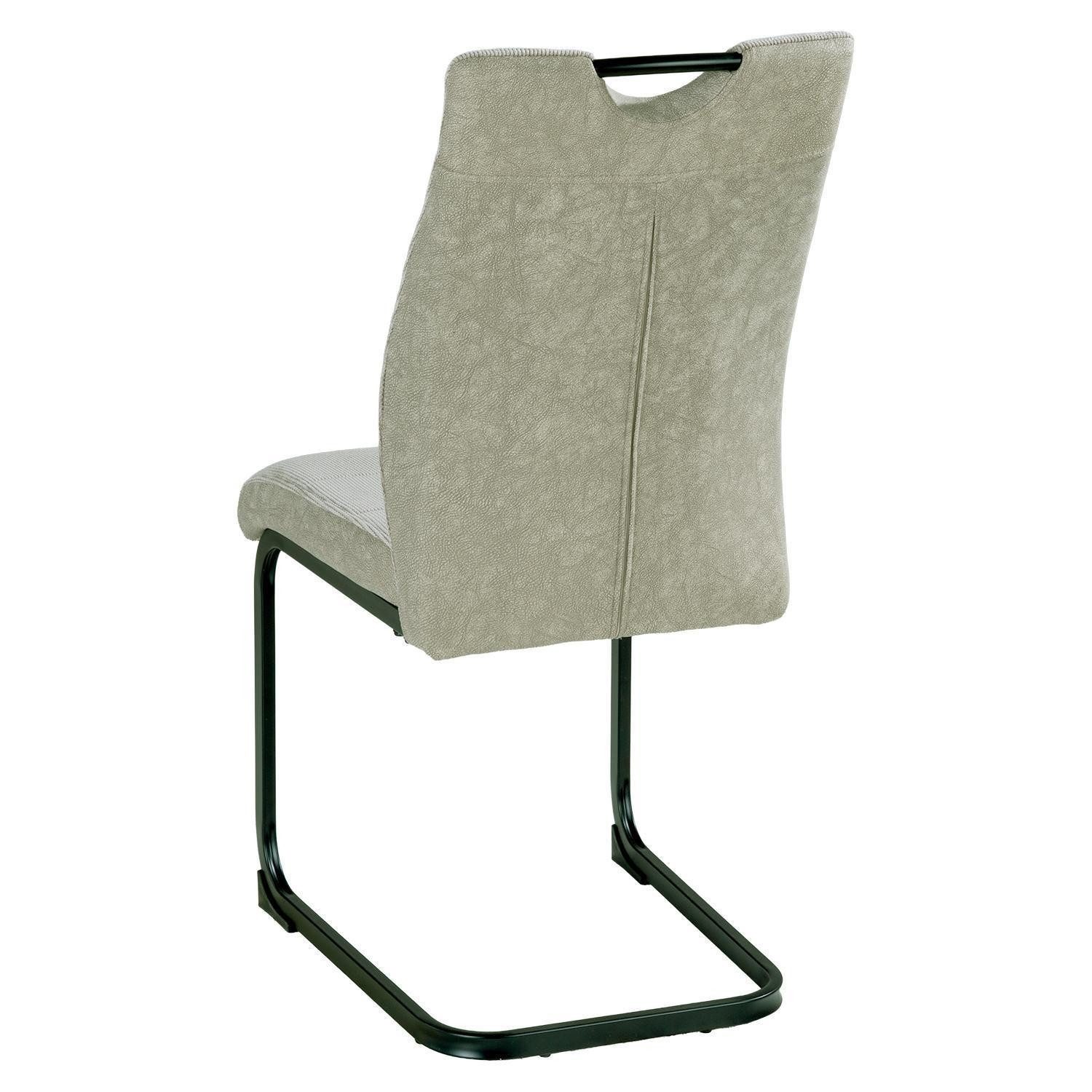 Home4You Freischwinger, Beige, Schwarz, Mikrofaser, Webstoff, Metall, (1 St), B 44 x H 96 x T 59 cm