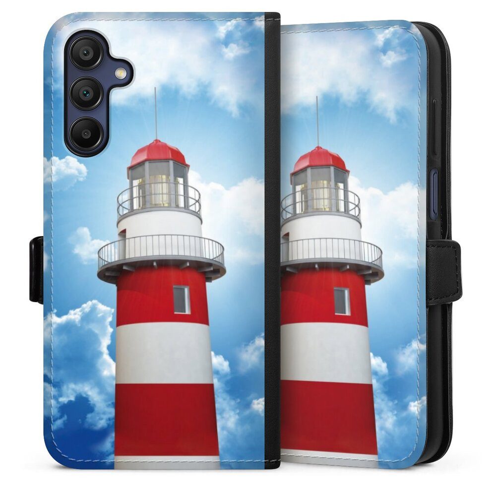 DeinDesign Handyhülle Leuchtturm Wolke Himmel Leuchtturm, Samsung Galaxy A15 Hülle Handy Flip Case Wallet Cover