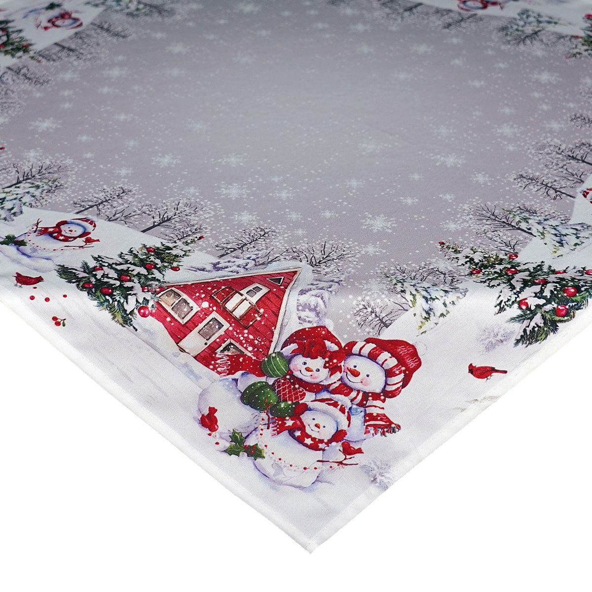 matches21 HOME & HOBBY Tischdecke Tischdecke JUNA Schneemänner Weihnachten Polyester 85 x 85 cm (1-tlg), Pflegeleicht & waschbar bei 30 °C