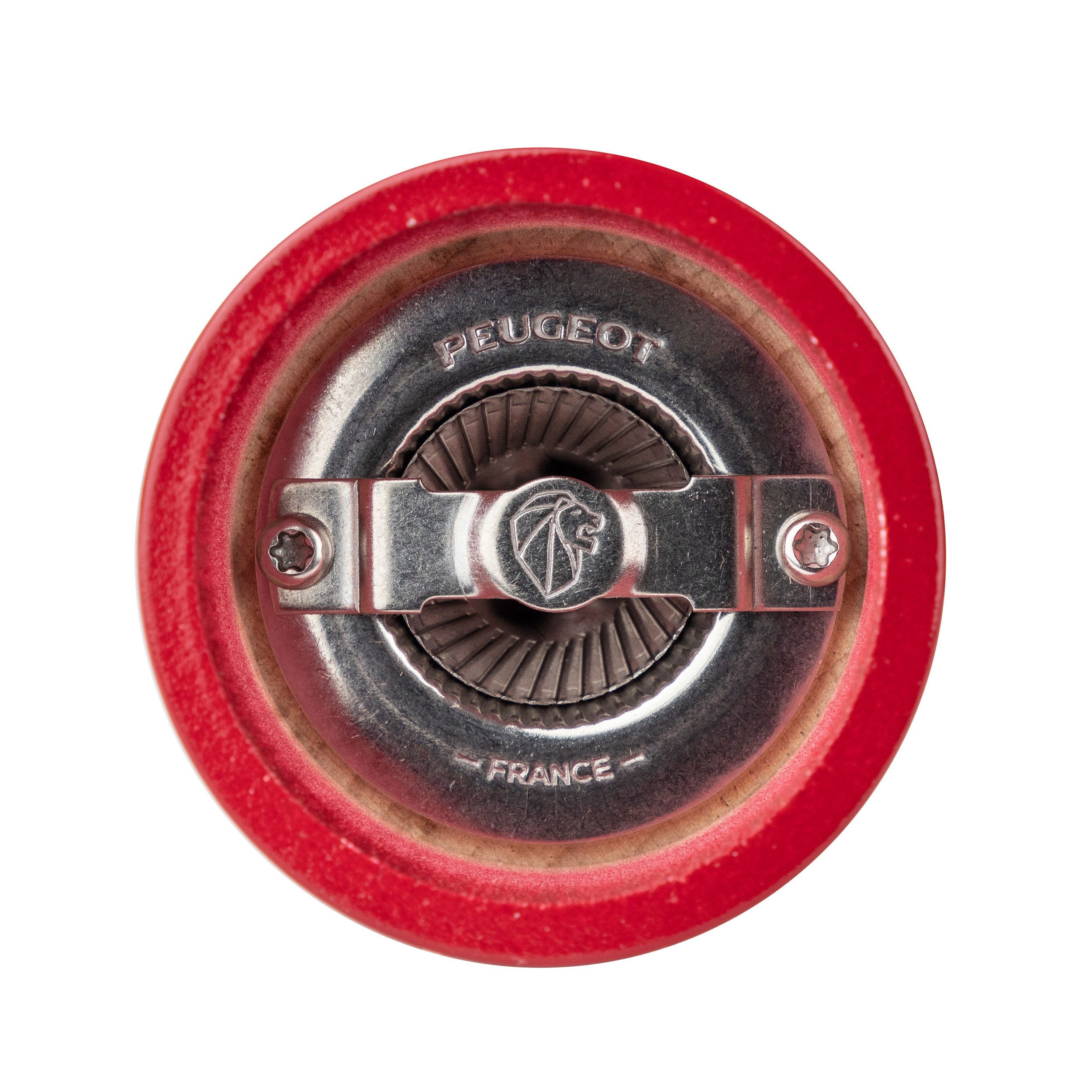 PEUGEOT Salzmühle BISTRO 10cm Passionsrot Buchenholz Lackiert Stahlmah Manuell Manuell