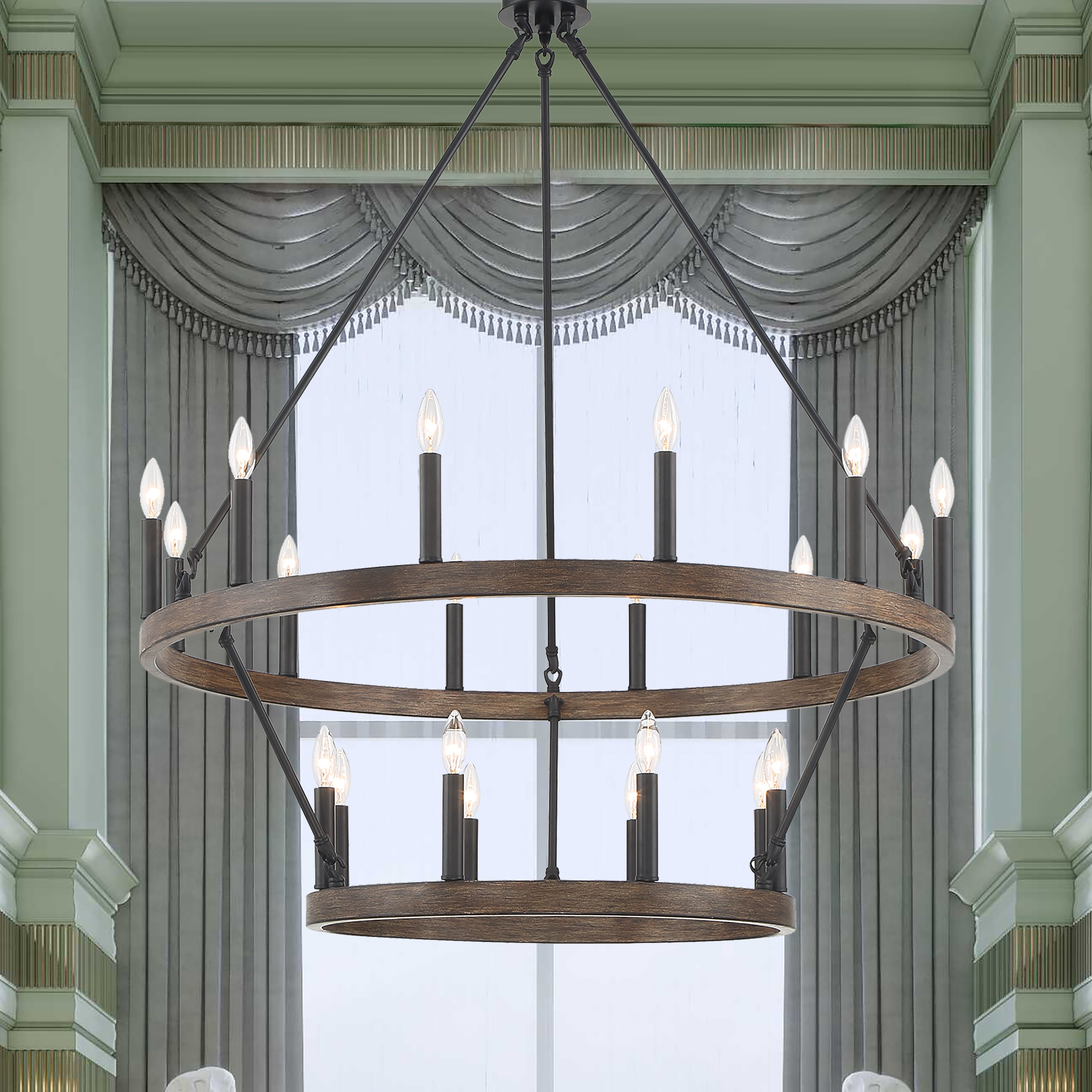 MLT&RIDDLE Kronleuchter Eleganter 20-flammiger Kronleuchter im Wagenrad-Ker günstig online kaufen