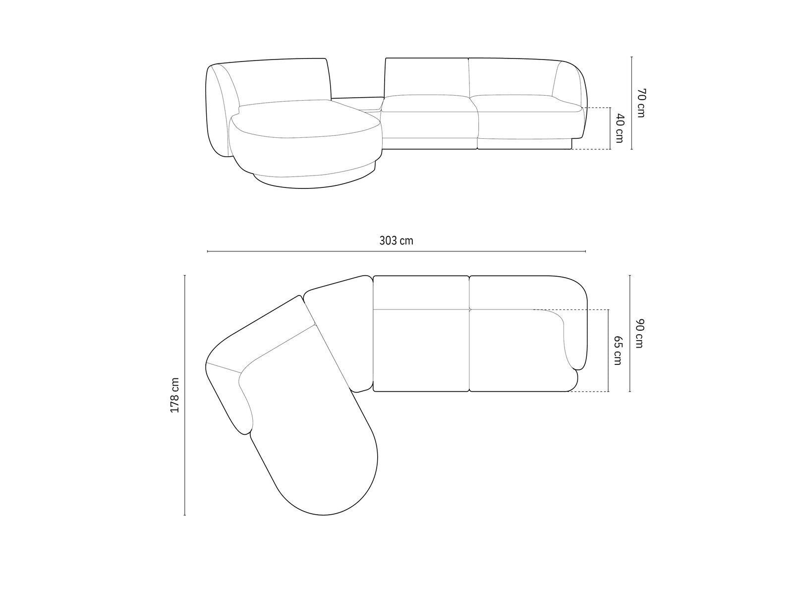 Micadoni Sofa Miley, modular mit Recamiere 3-Sitzer