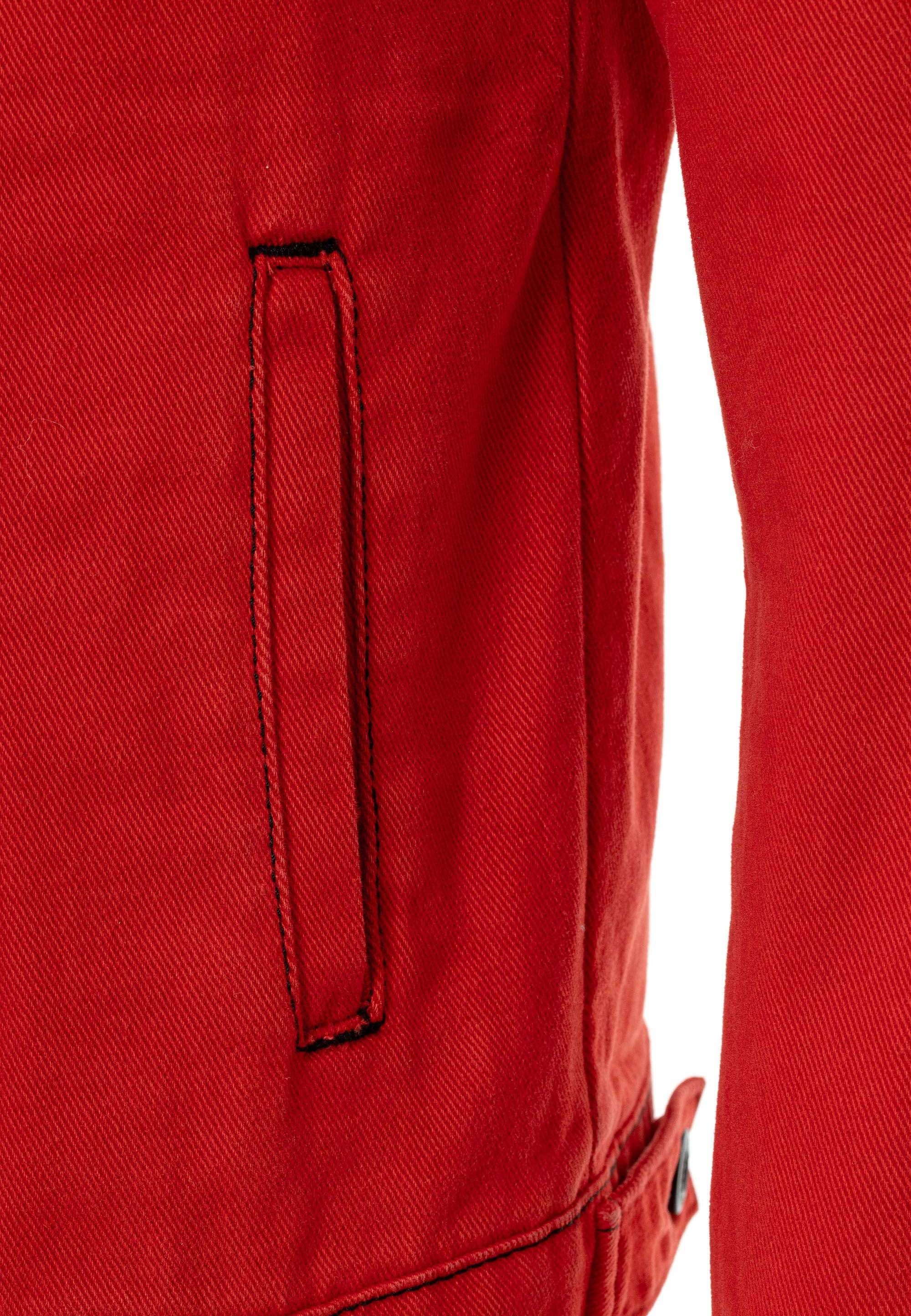 Cipo Baxx Jeansjacke rot Brusttaschen aufgesetzten & mit