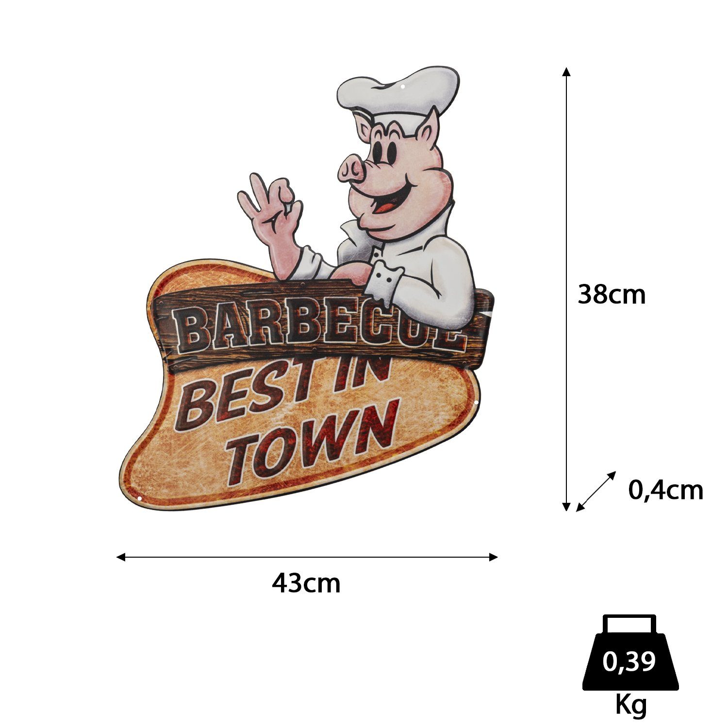 Moritz Metallschild BBQ Barbecue Grill Schwein Pork Koch Ecke, Vintage Retro Deko Schild Metallschild Wandbild Schild