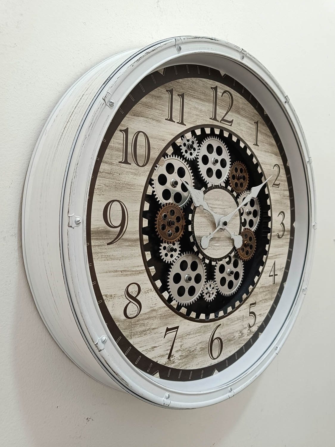 GLOBO LIGHTING Wanduhr BELIA, Weiß, Schwarz, Braun, Ø 51 cm, Kunststoff günstig online kaufen