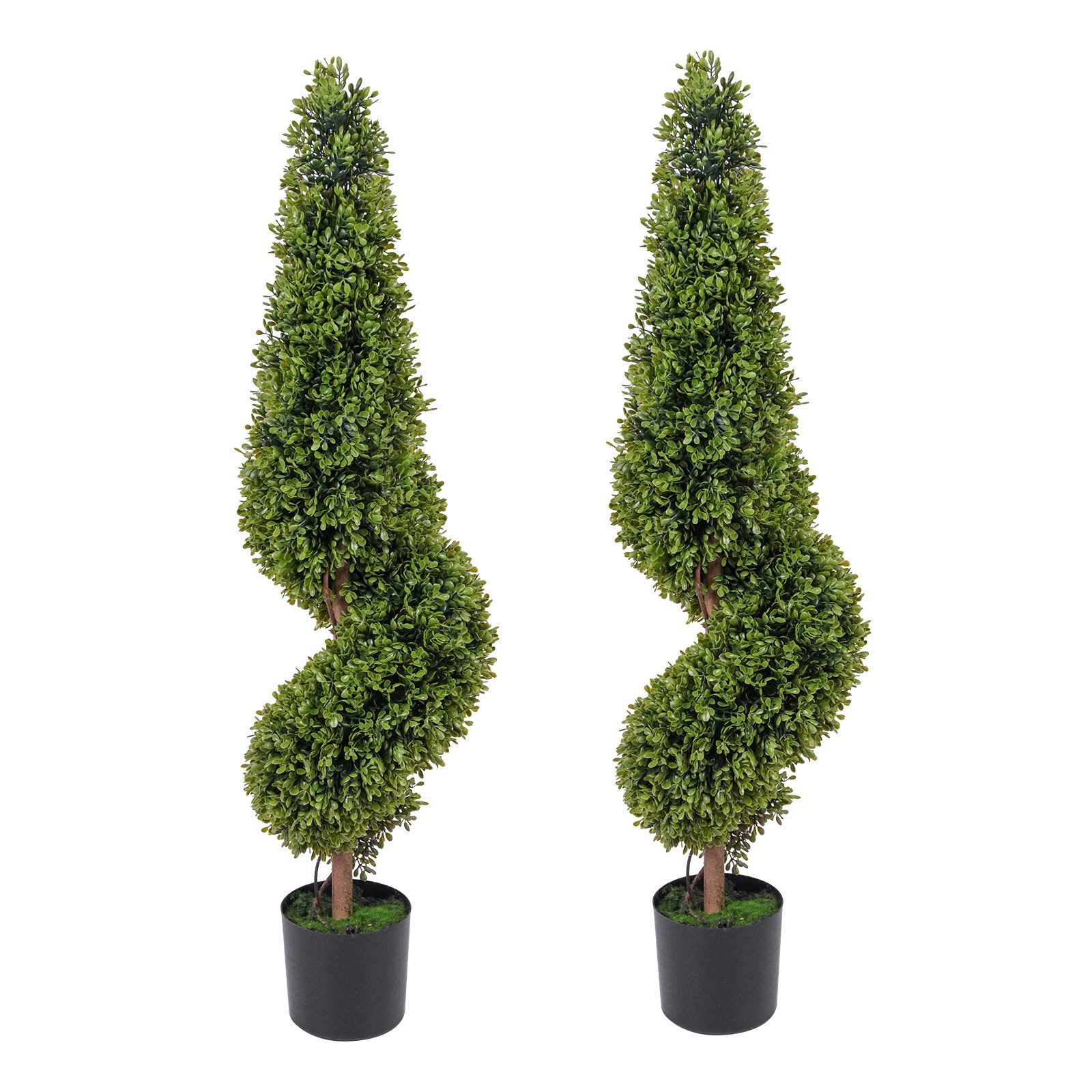 Kunstbaum Künstliche Buchsbaum Spiral Formschnittbäume Für Außenpflanzgefäße, GarveeMore, Höhe 90 cm