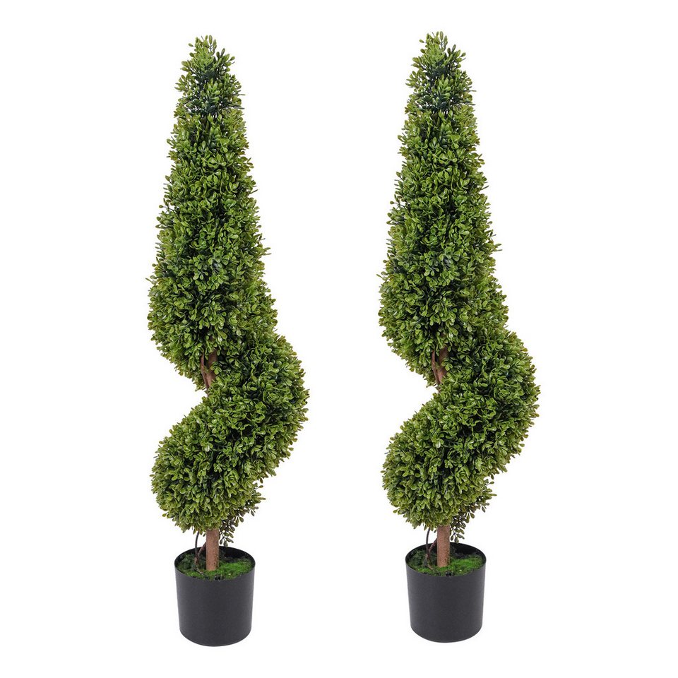 Kunstbaum Künstliche Buchsbaum Spiral Formschnittbäume Für Außenpflanzgefäße, GarveeMore, Höhe 90 cm