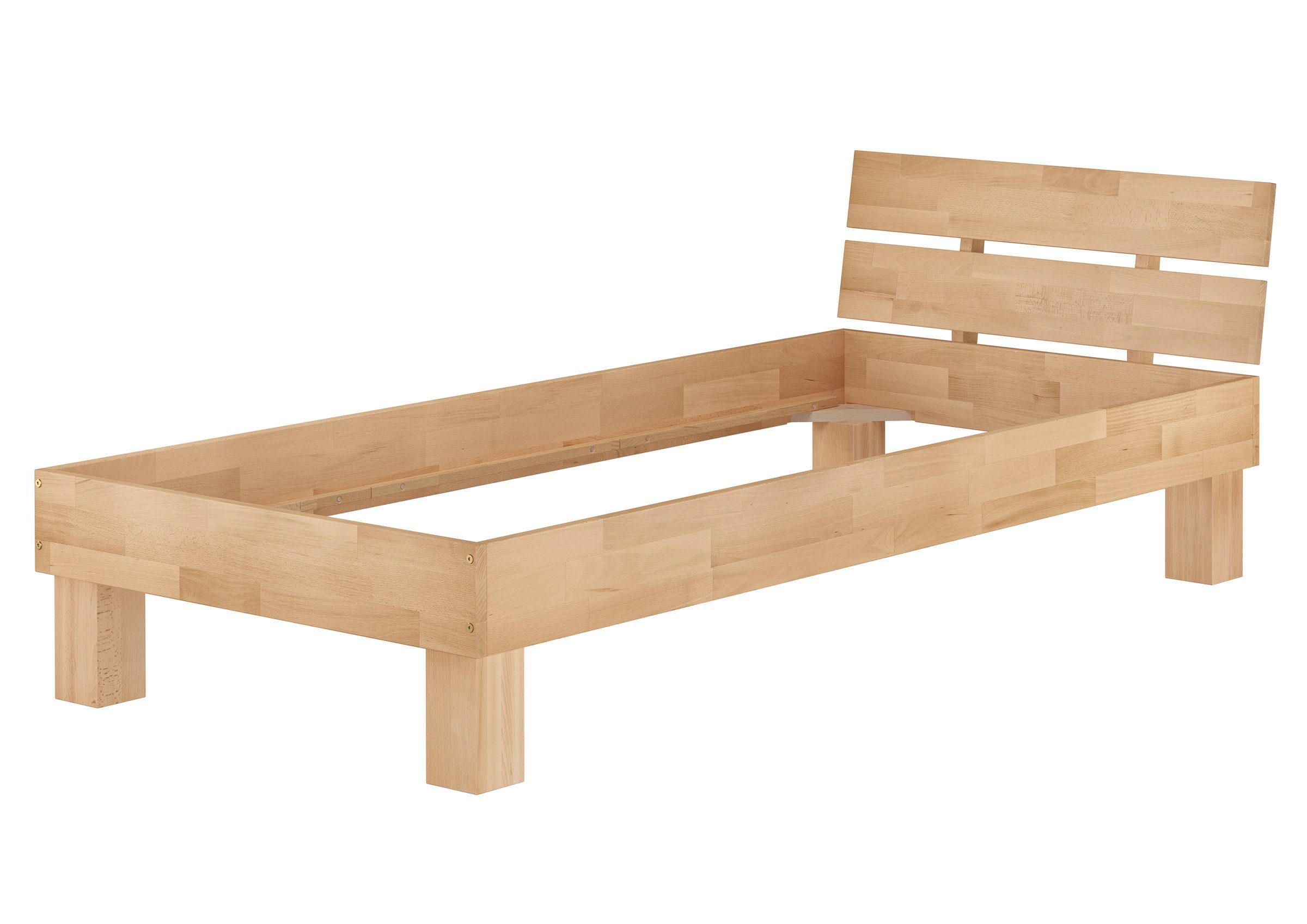 ERST-HOLZ Bett Bettgestell Buche massiv 90x200 Einzelbett, Buchefarblos lackiert