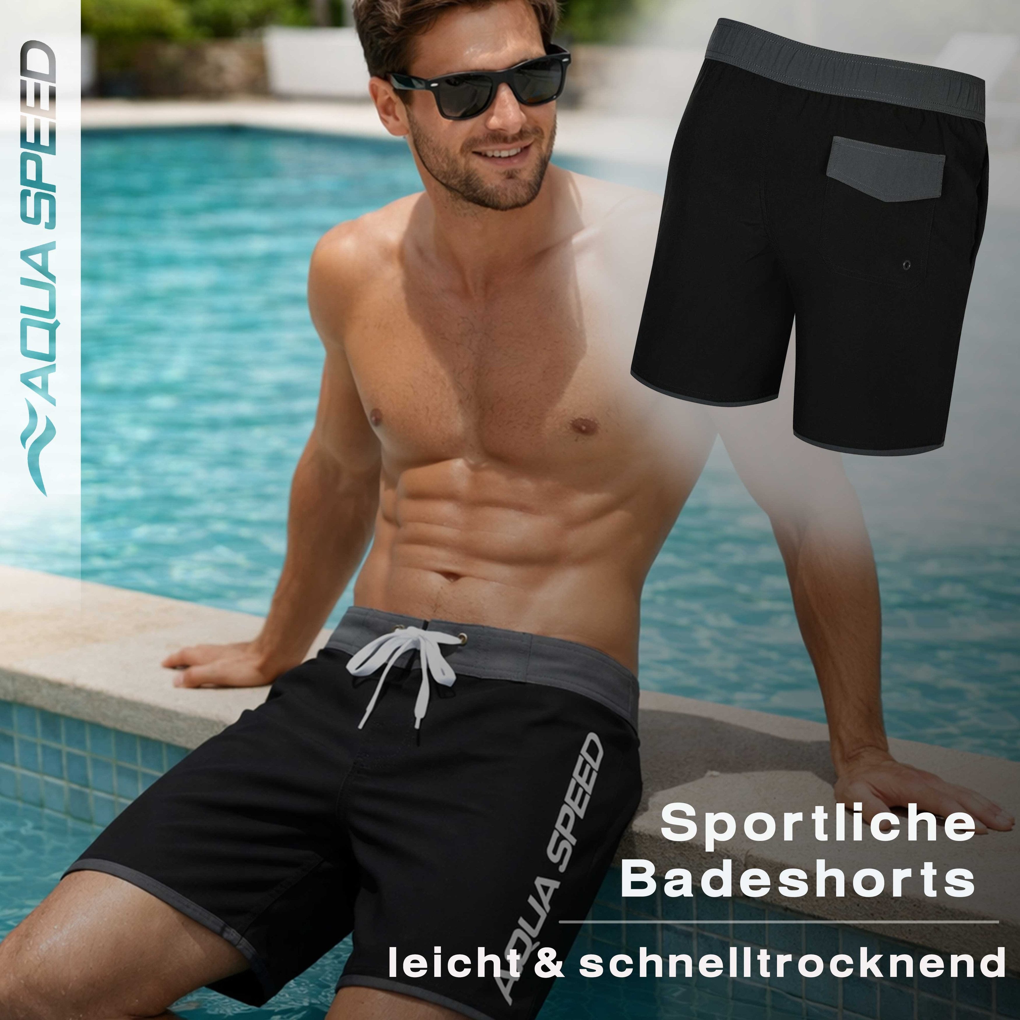 Aqua Speed Boardshorts (EVAN Badeshorts Badehose Strandhose Schwimmhose Männer) Angenehmes Material bietet hohen Tragekomfort bei warmem Wetter