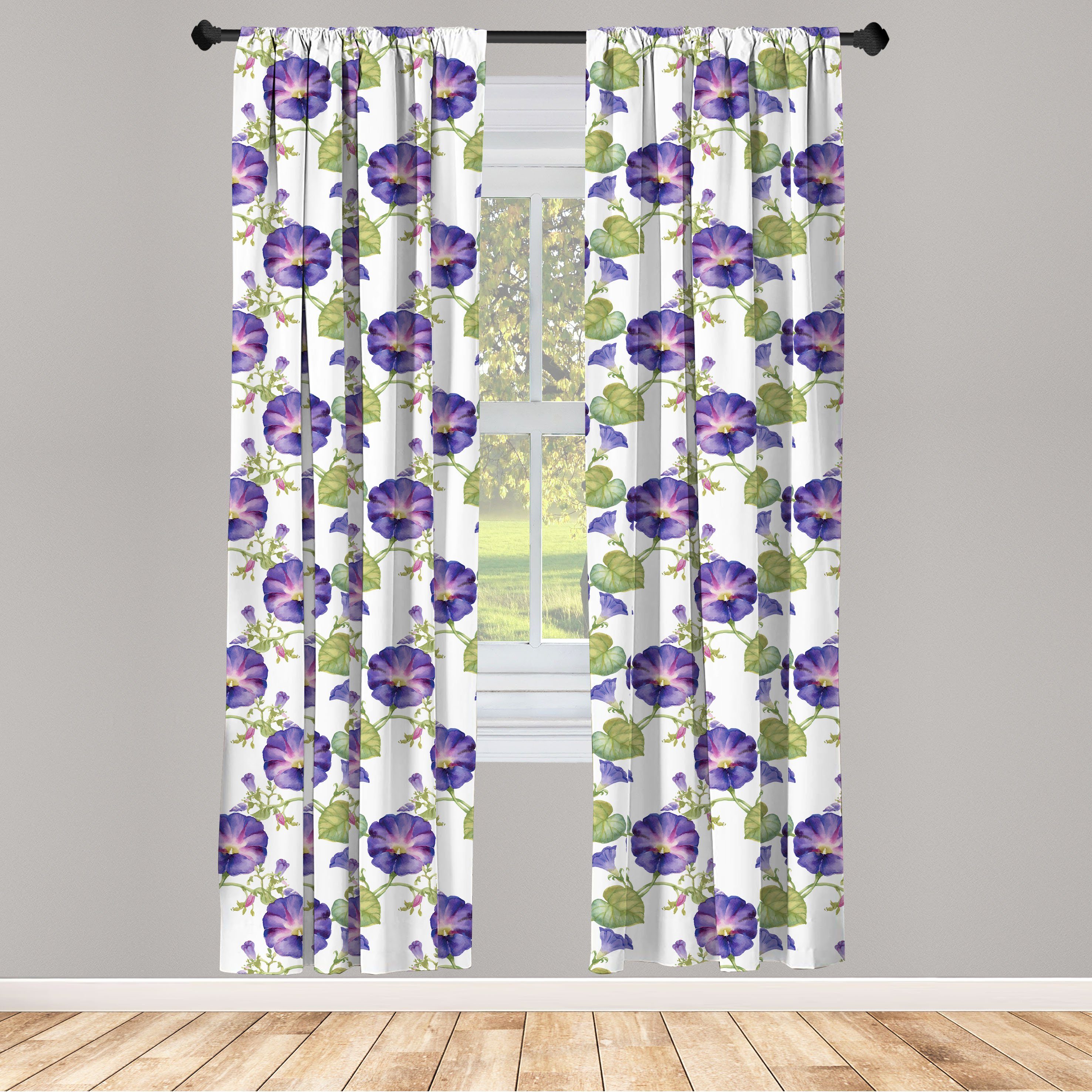 Gardine Vorhang für Wohnzimmer Schlafzimmer Dekor, Abakuhaus, Microfaser, Blumen Lila Gramophone Orchideen