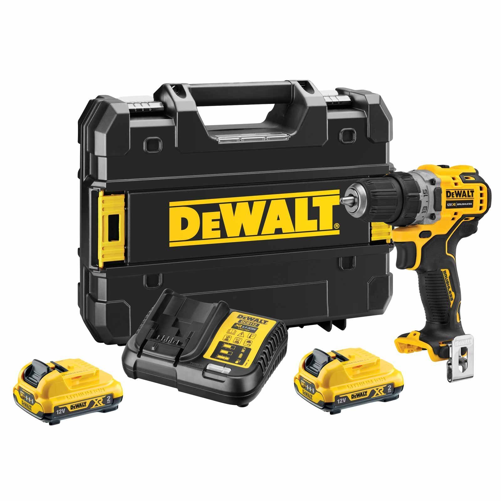 DeWalt Akku-Bohrschrauber DeWALT Akku-Bohrschrauber-Set DCD701D2 12V, 2x  Akkus, Ladegerät, TSTAK, 12 V, (Set), inkl. Ladegerät & 2x Akku