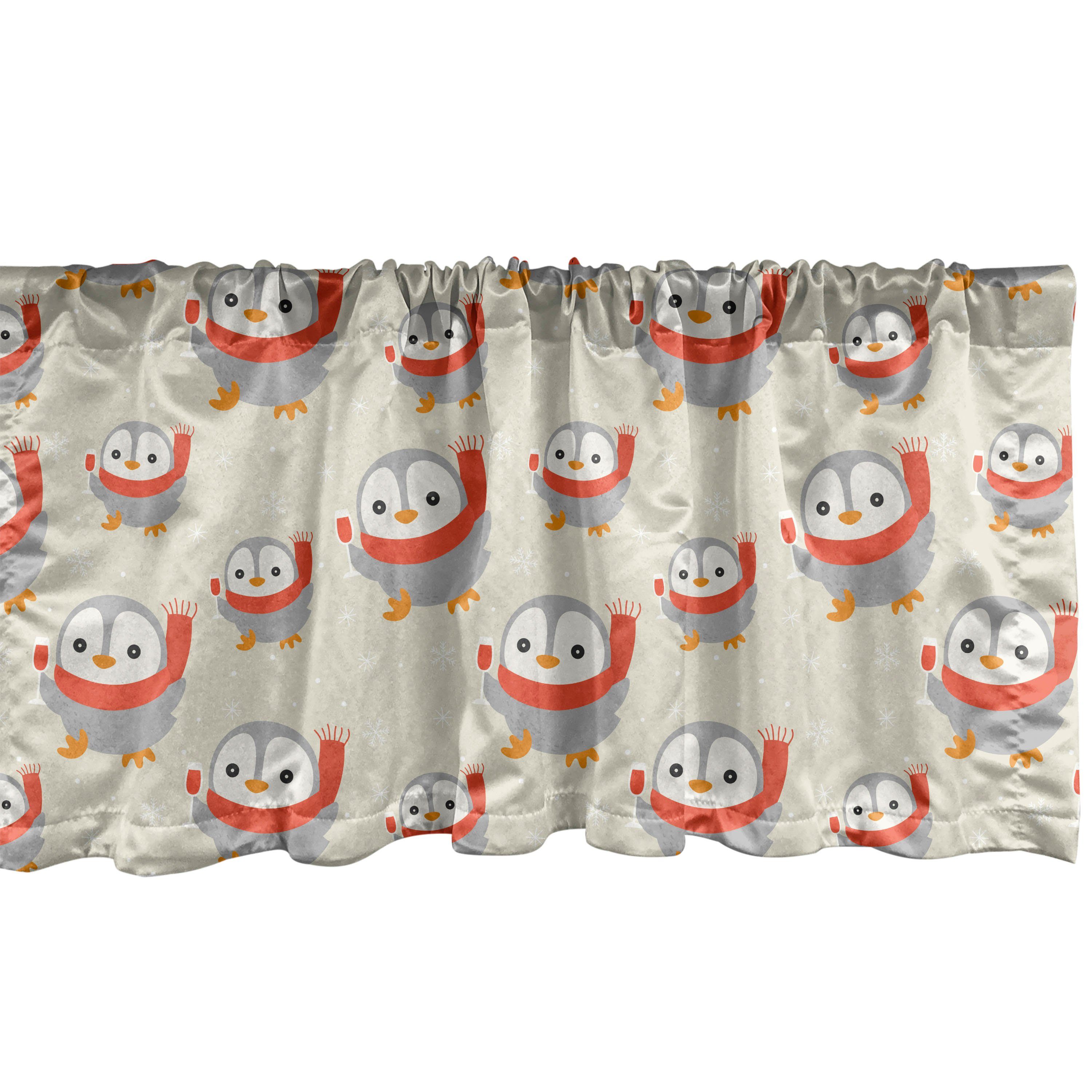 Scheibengardine Vorhang Volant für Küche Schlafzimmer Dekor mit Stangentasche, Abakuhaus, Microfaser, Pinguin Baby-Tier mit Schale