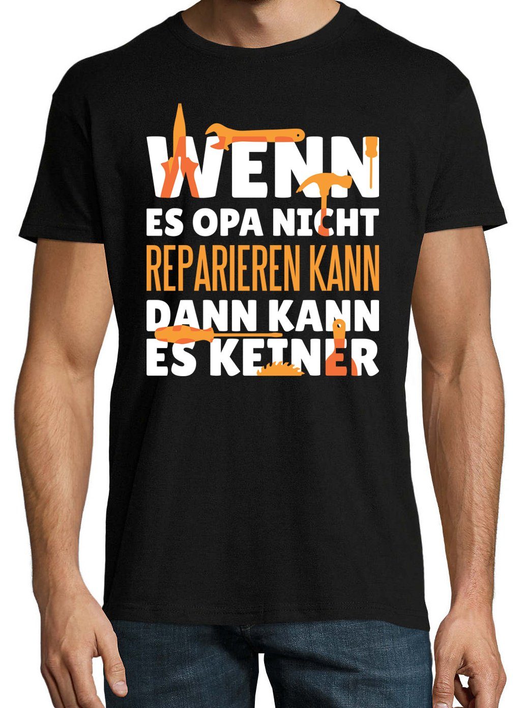 Youth Designz T-Shirt Opa Reparieren Shirt Frontprint Herren lustigem Schwarz mit