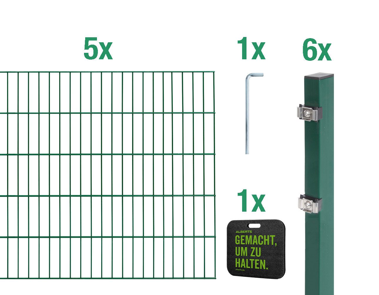 Alberts Doppelstabmattenzaun Grundset, (Set), Höhe: 80 - 160 cm, Gesamtlänge: 4 - 30 m, zum Einbetonieren