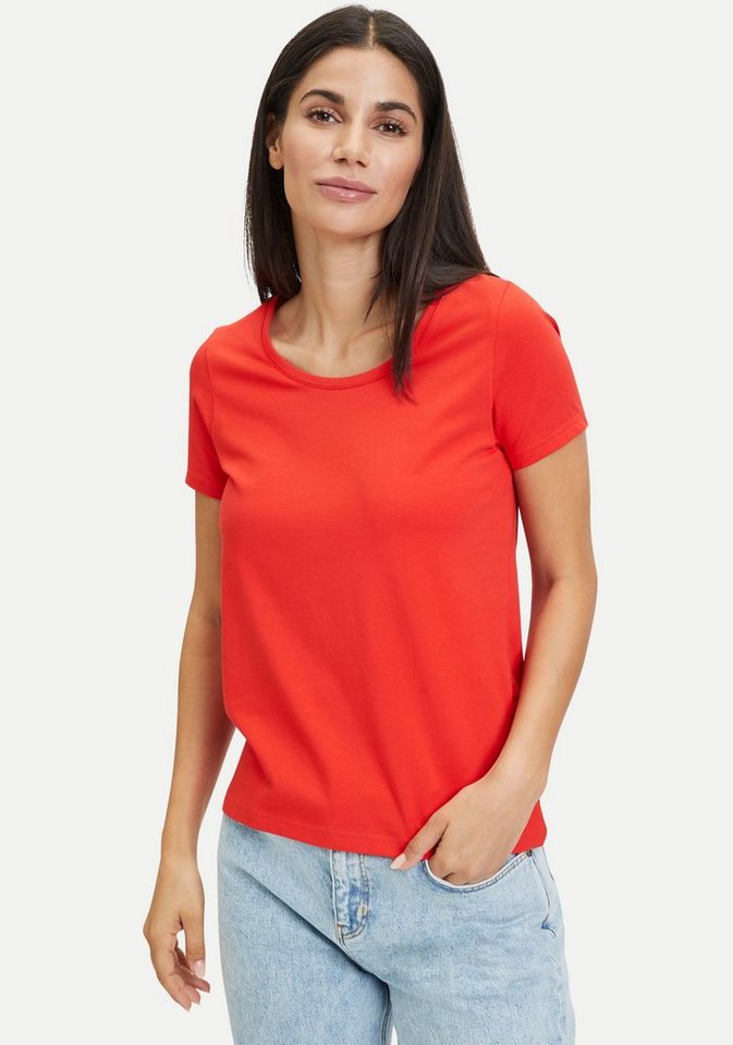 Tamaris T-Shirt mit Rundhalsausschnitt - NEUE KOLLEKTION, Elastische  Baumwollmischung