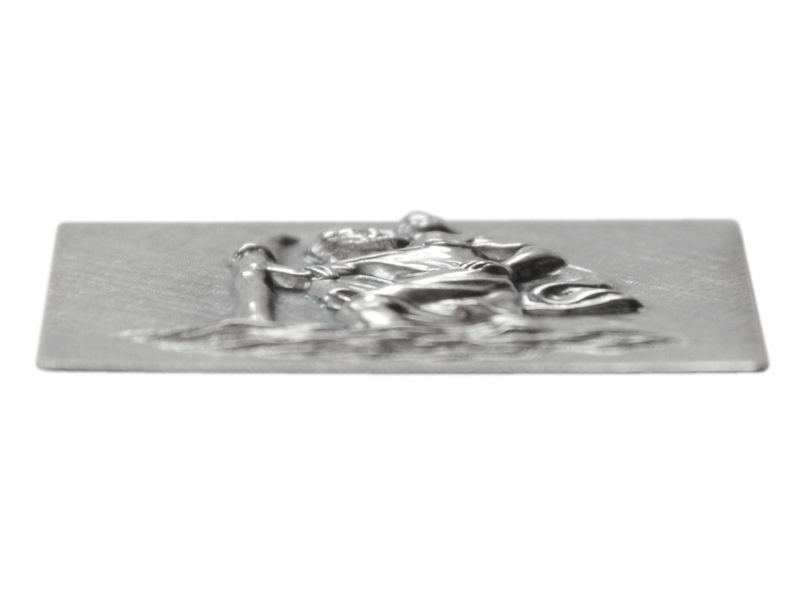 PistolaPeppers Amulett PLAKETTE Heiliger St. 3D Christopherus cm Christophorus Sankt selbstklebend, Relief Metall geprägt Relief 3