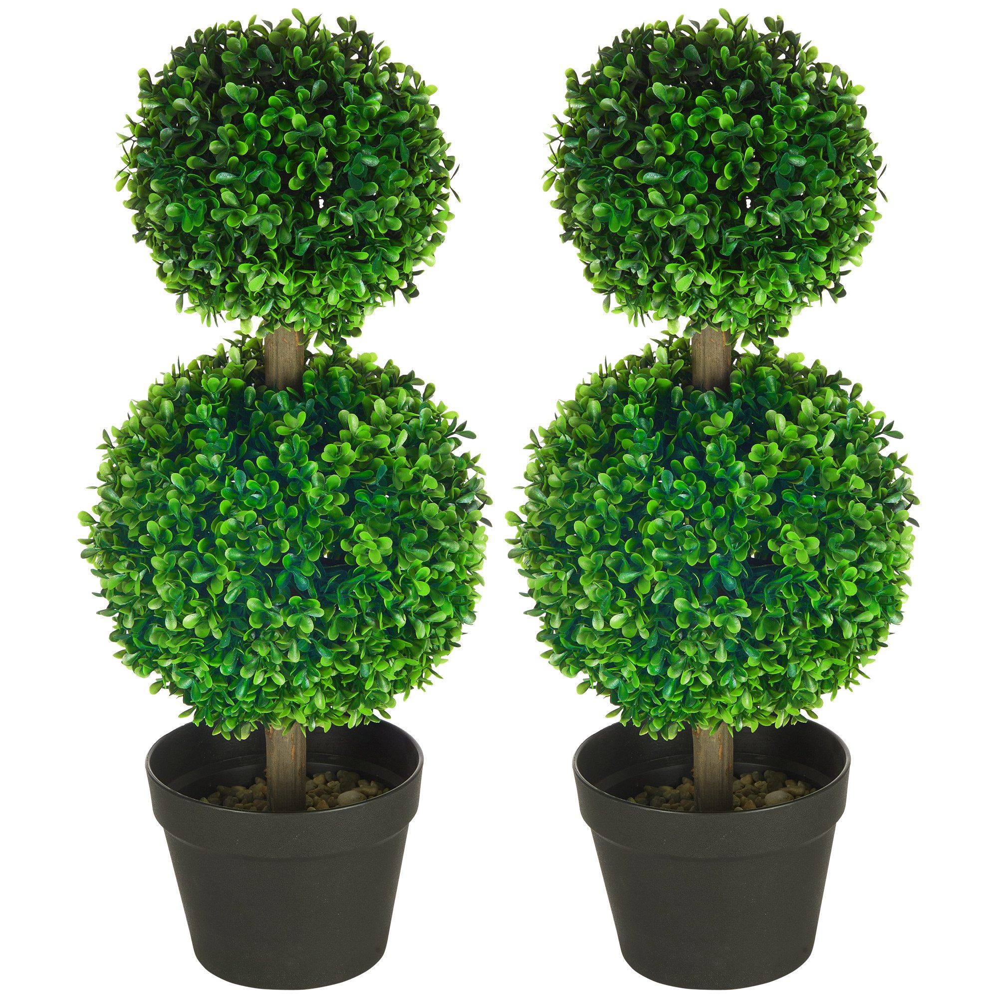 Kunstpflanze 2er-Set Künstlicher Buchsbaum, 2 Buchsbäume, Outdoor, 17 cm x 17 cm