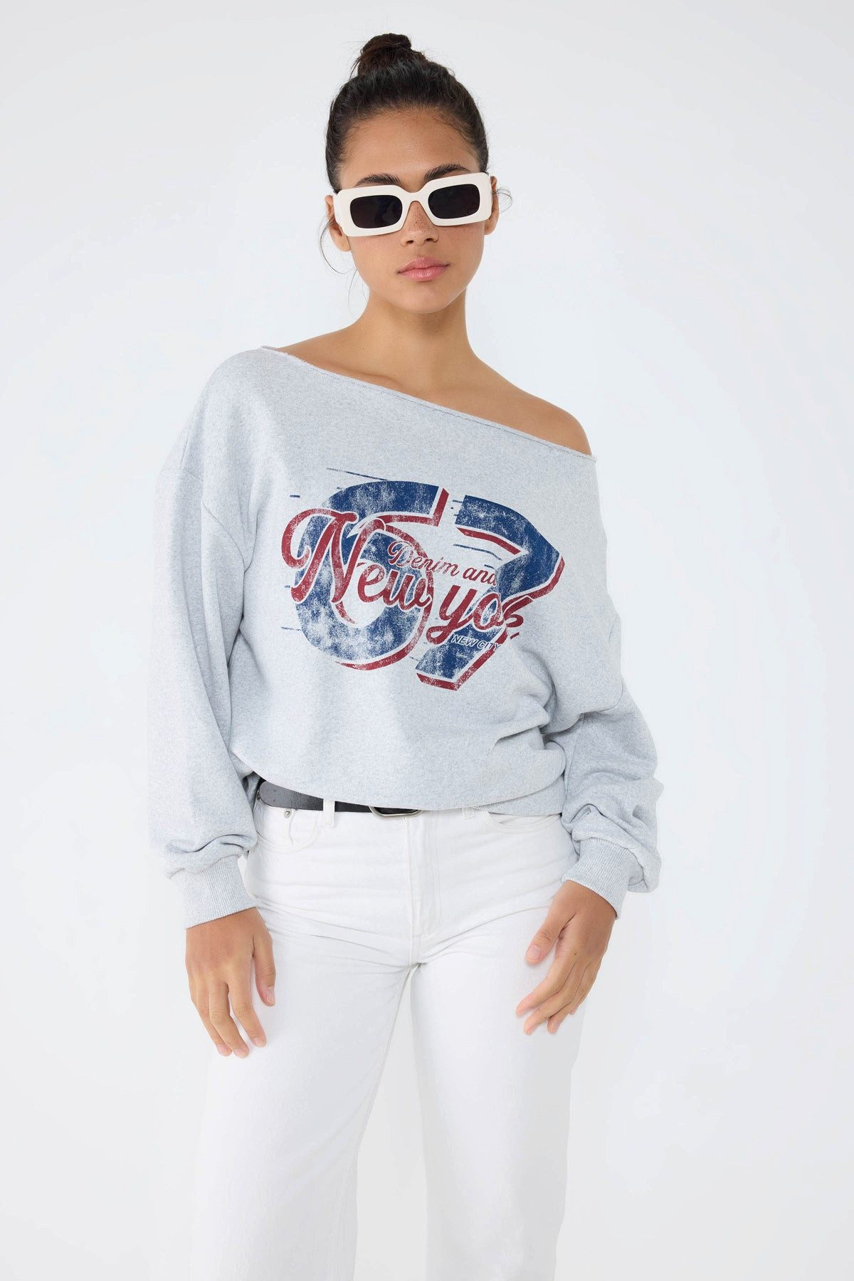 No Matter What Sweatshirt Graues Sweatshirt mit New York-Print