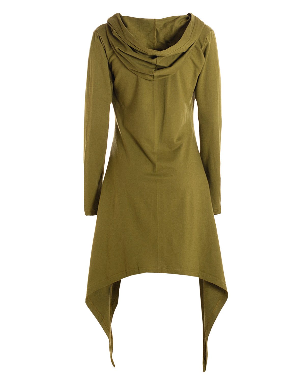 Vishes Langjacke Zipfeljacke Asymmetrischer Boho Cardigan mit Kapuze und Holzknöpfen Alternative Bekleidung, Ethno, Hippie, Retro Style