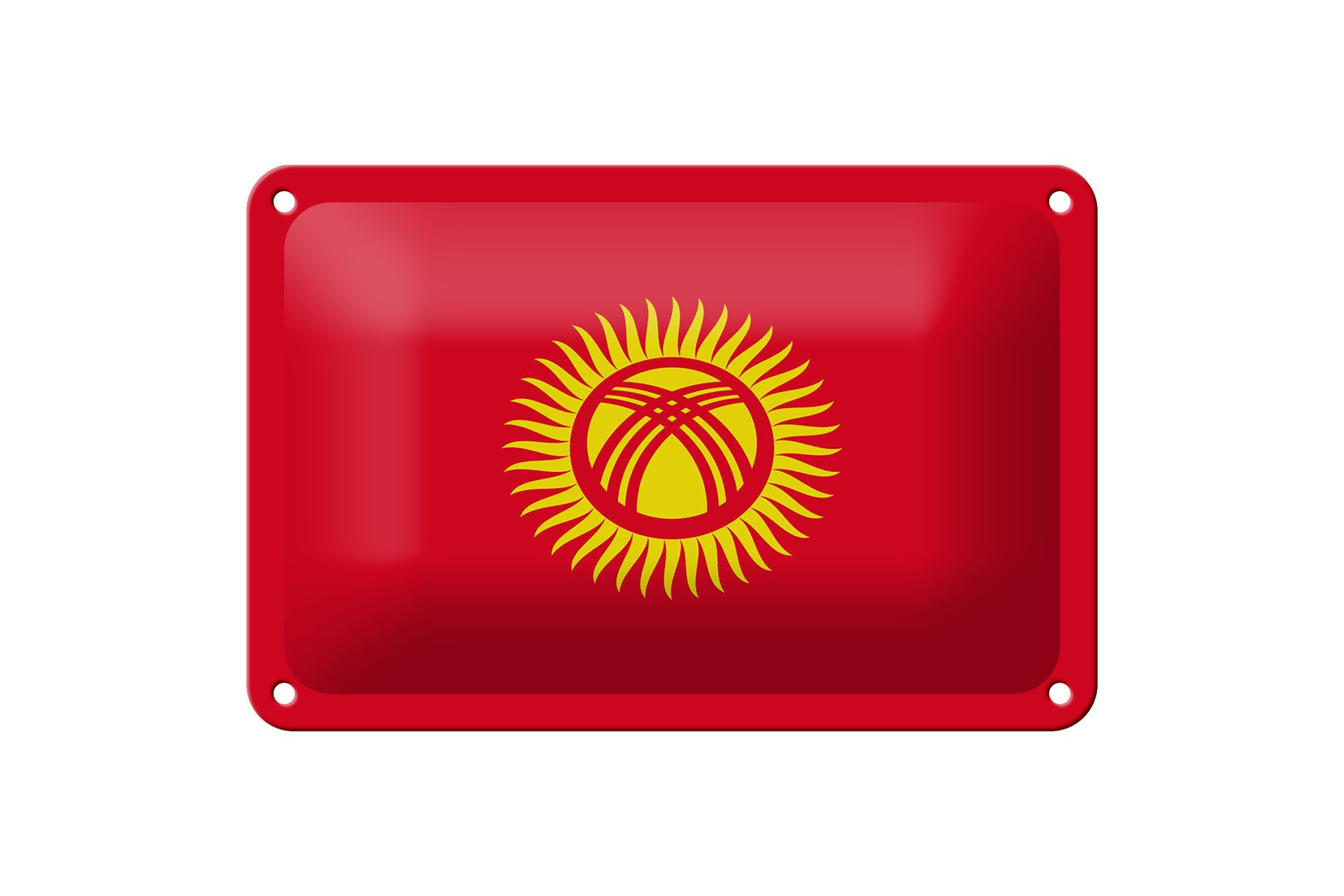 Femer GmbH Metallschild Flagge Kirgisistans 18x12cm Flag of Kyrgyzstan, (1 St), gewölbte Oberfläche, abgerundete Ecken, umgeschlagene Kanten