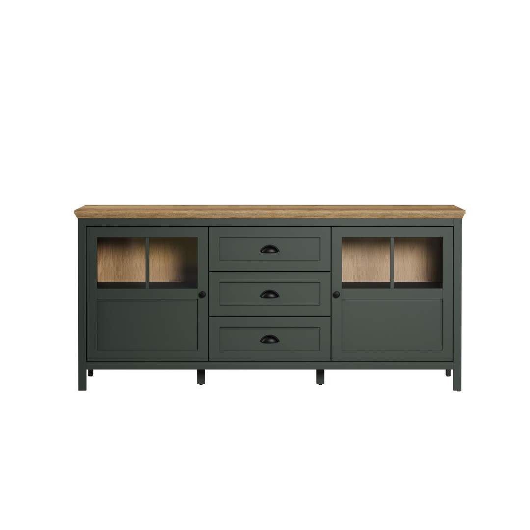 trendteam Sideboard Stanton Sideboard grün, Eiche dekor.