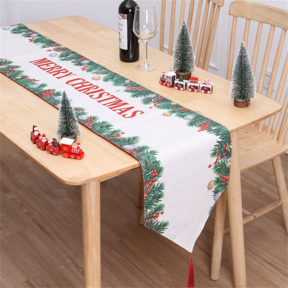 Tischfahnen, Tischläufer für Weihnachtsdekoration Partydekorationen, Weihnachtliche grün Familientreffen, Tischläufer, Partys, Dekorative