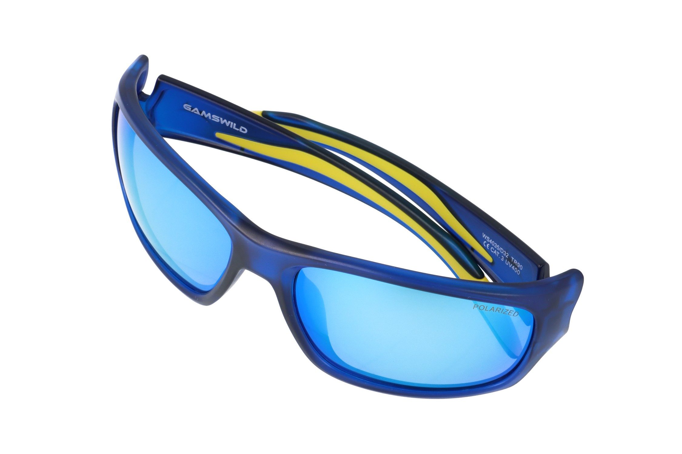 Gamswild Sonnenbrille UV400 Sonnenbrille Fahrradbrille extra breite Bügel Damen Herren Modell WS4035 in schwarz, blau, grau-türkis