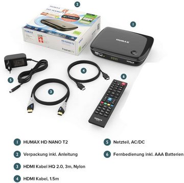 Humax Humax HD Nano T2 HD Receiver Set mit HDMI Kabel / DVB-T2 HD Receiver