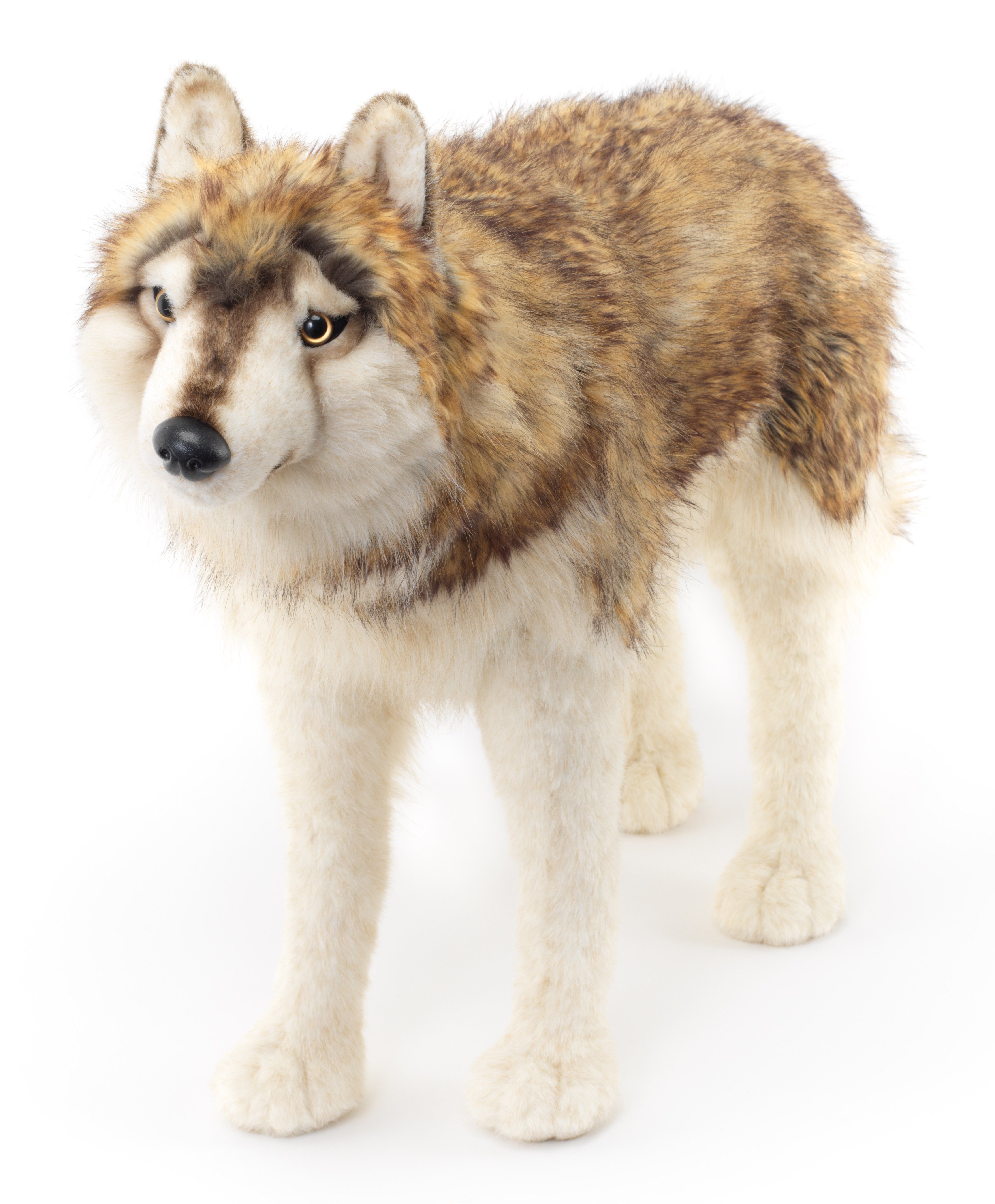 Uni-Toys Kuscheltier Wolf, stehend - 94 cm (Länge) - Plüsch-Wolf, Lupus - Plüschtier, zu 100 % recyceltes Füllmaterial | Kuscheltiere