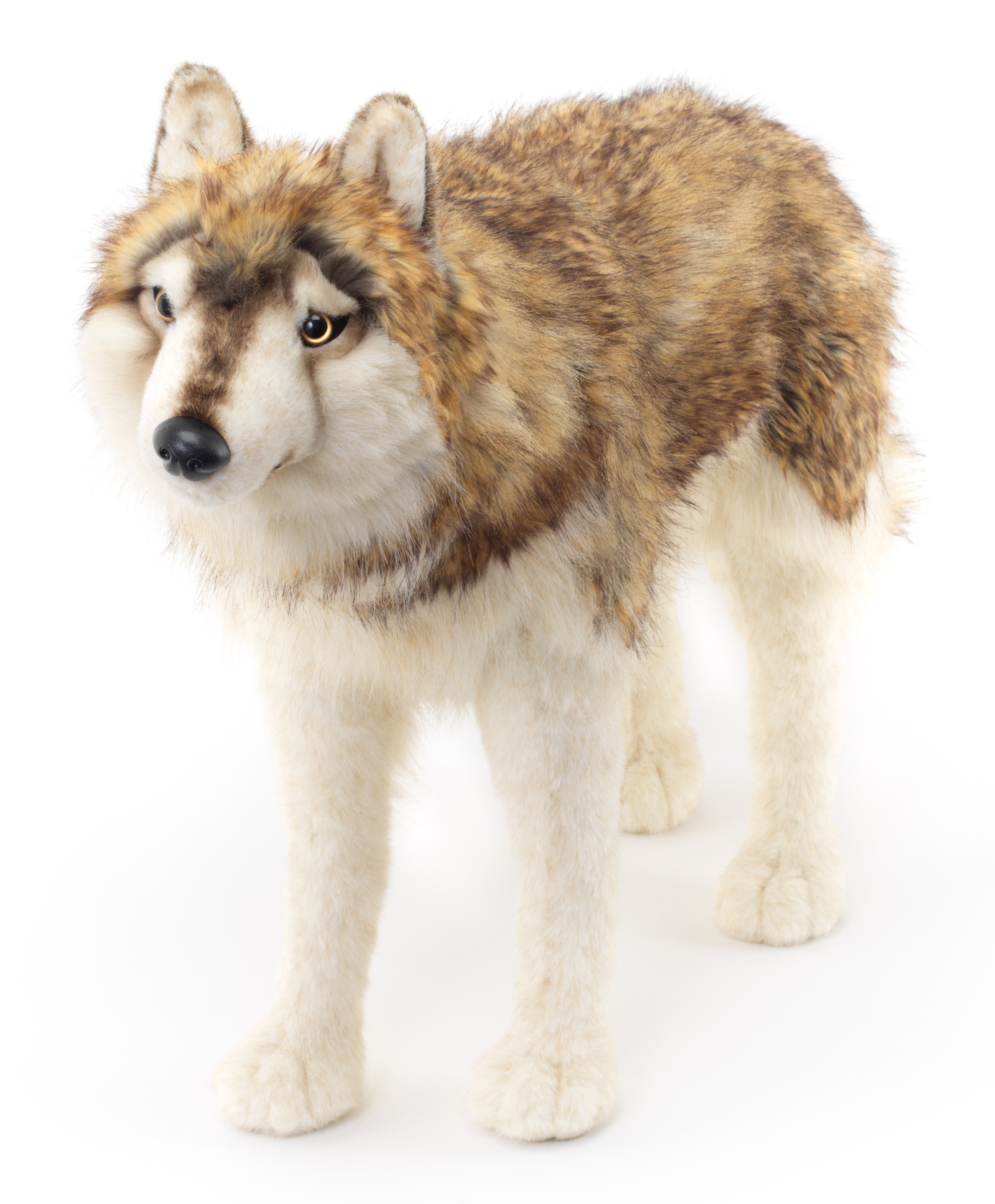 Uni-Toys Kuscheltier Wolf, stehend - 94 cm (Länge) - Plüsch-Wolf, Lupus - Plüschtier, zu 100 % recyceltes Füllmaterial