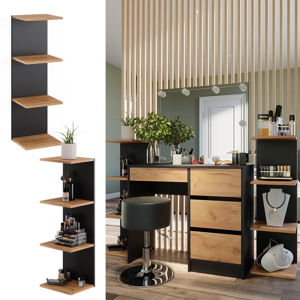 Vicco Bücherregal Paolo, Anthrazit/Goldkraft Eiche, 30 x 95 cm 2er Set günstig online kaufen