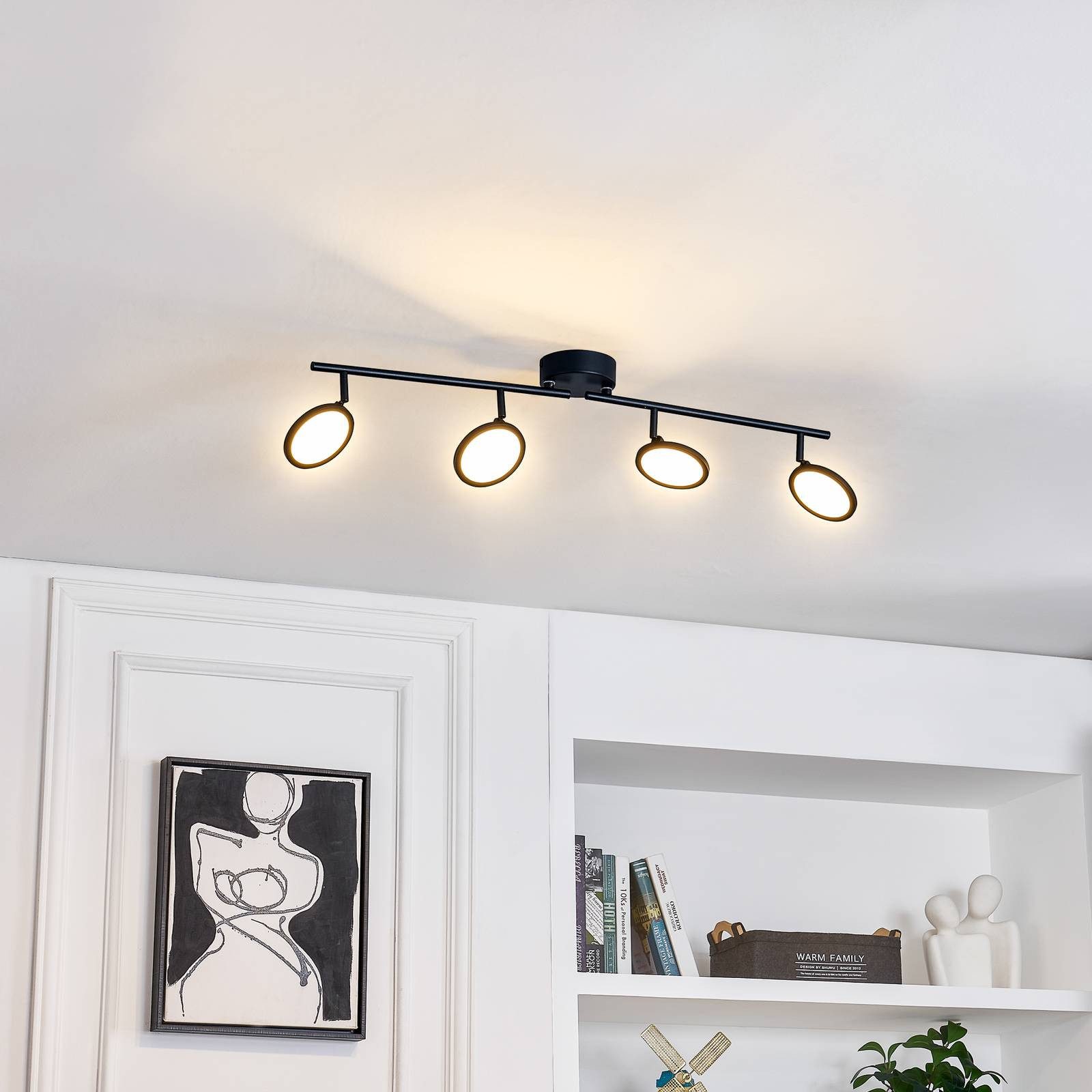 Lindby Deckenstrahler Manel, LED, Metall, Schwarz warmweiß IP20, LED 20 W gesamt, warmweiß