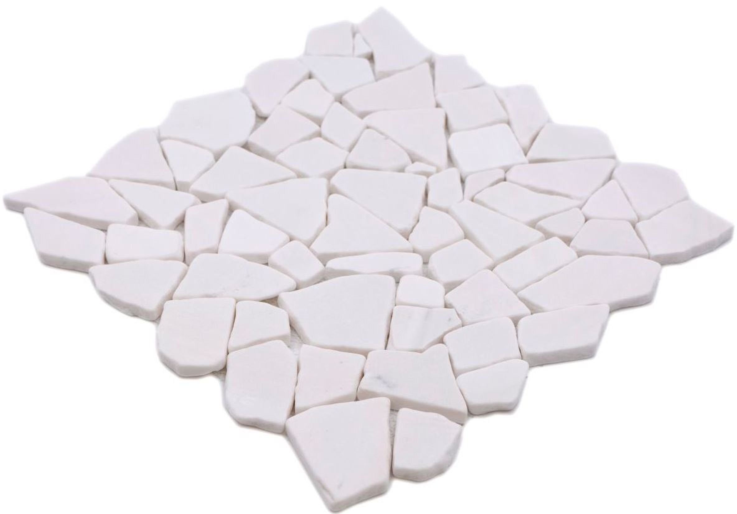 Mosani Mosaikfliesen Mosaik Bruch Polygonal Naturstein weiß Marmor Küche Wandfliese