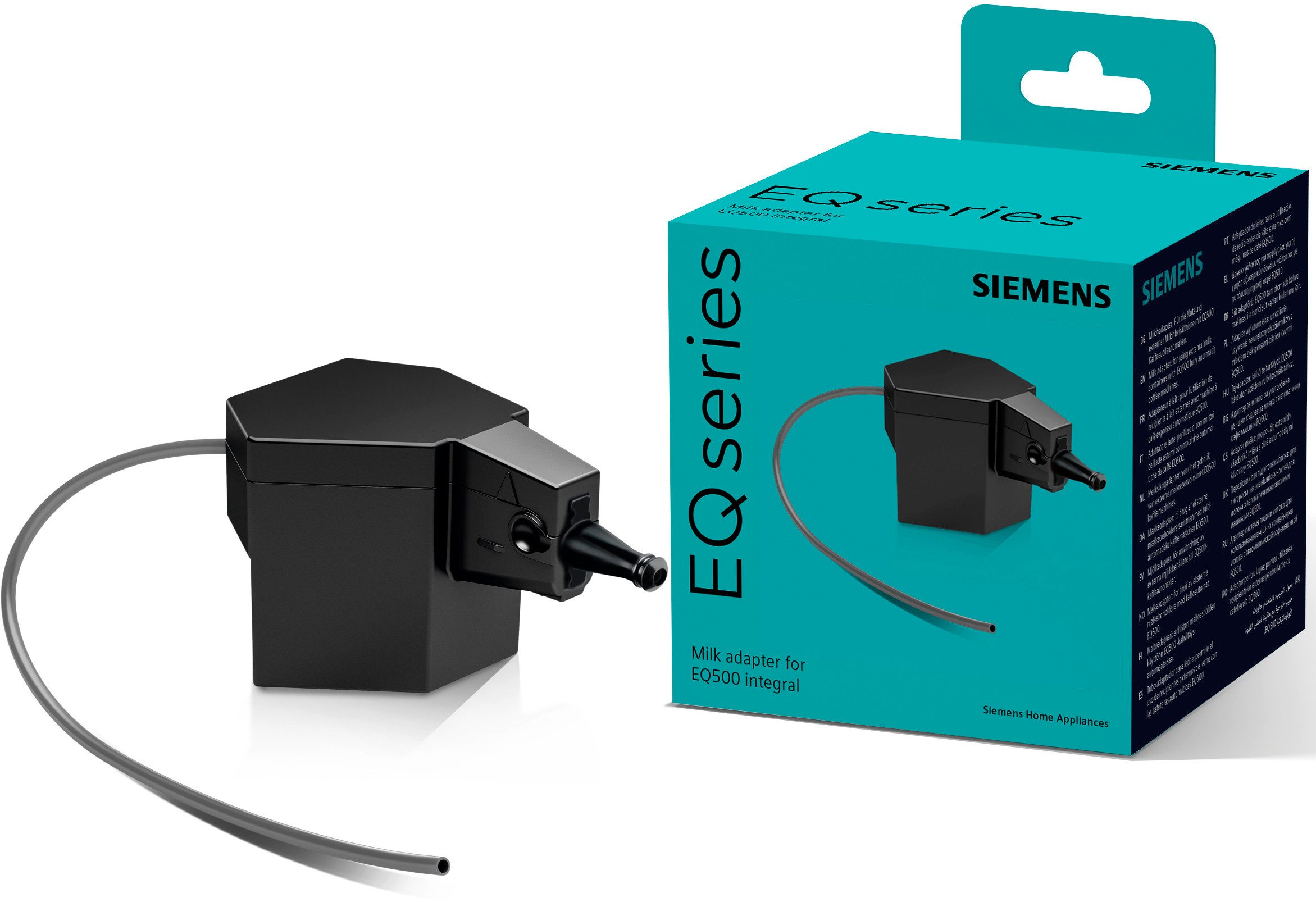 SIEMENS Milchschlauch-Adapter TZ50001, Zubehör für alle Kaffeevollautomaten der Reihe EQ.500, zur Nutzung externer Milchbehältnisse, spülmaschinengeeignet, schwarz