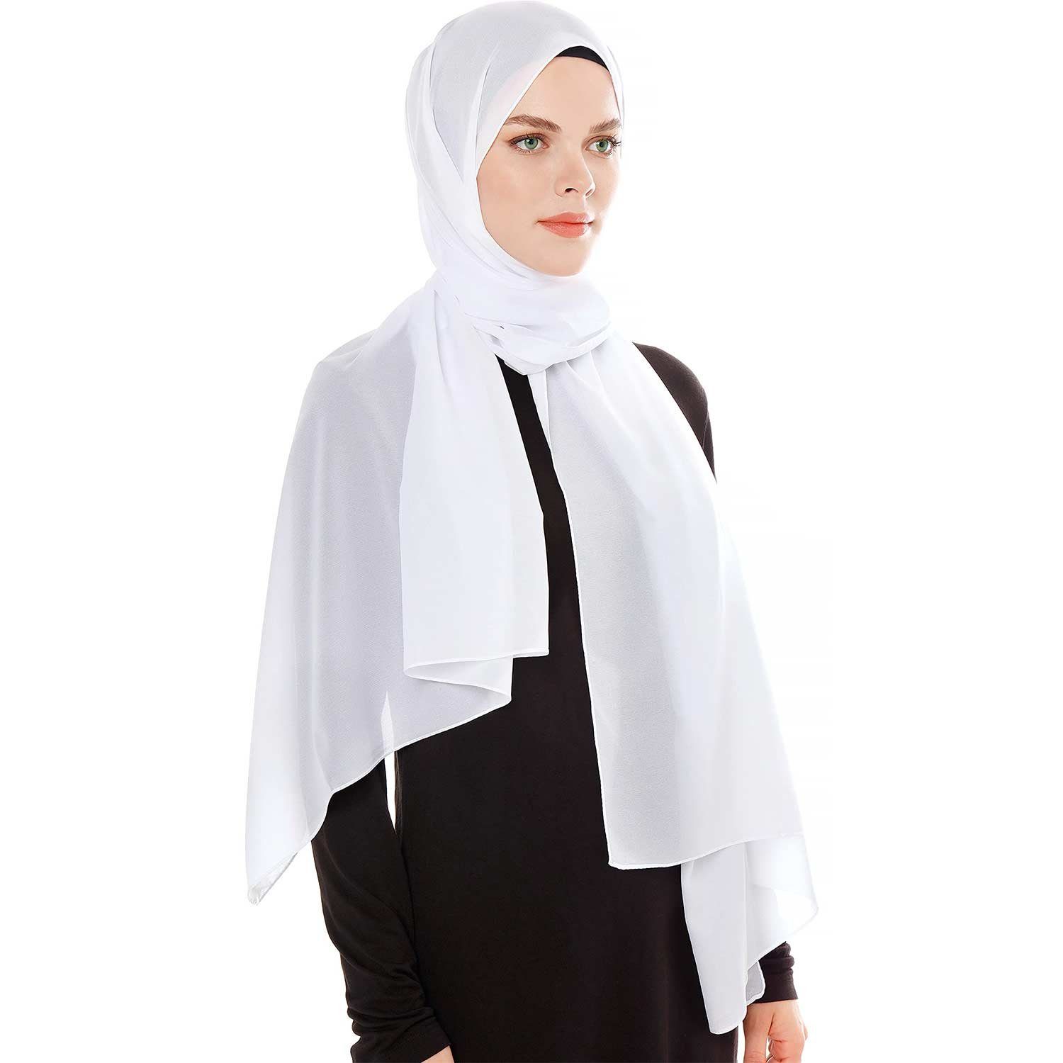 MAGICSHE Halstuch Seidentücher Weicher Chiffon, Bandana Kopftuch, Moderne islamische Chiffon Frauen Kopftuch,72*175CM 19#