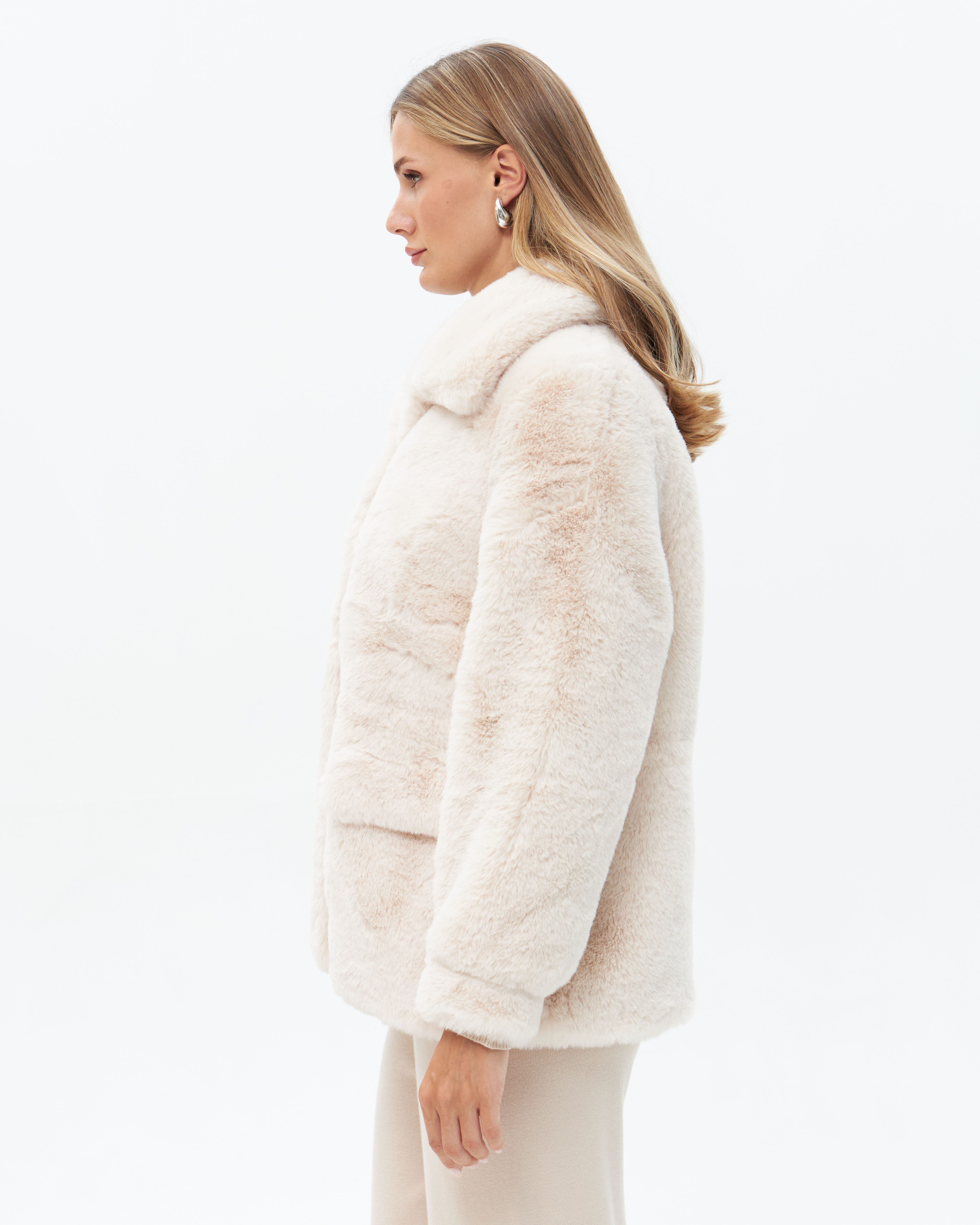Passioni Fellimitatjacke Kunstfelljacke mit Kragen Teddyplüschjacke – Bild 2 von 5