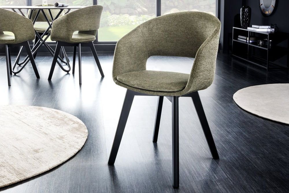 LebensWohnArt Stuhl Design Stuhl DENMARK grün schwarze Holzbeine