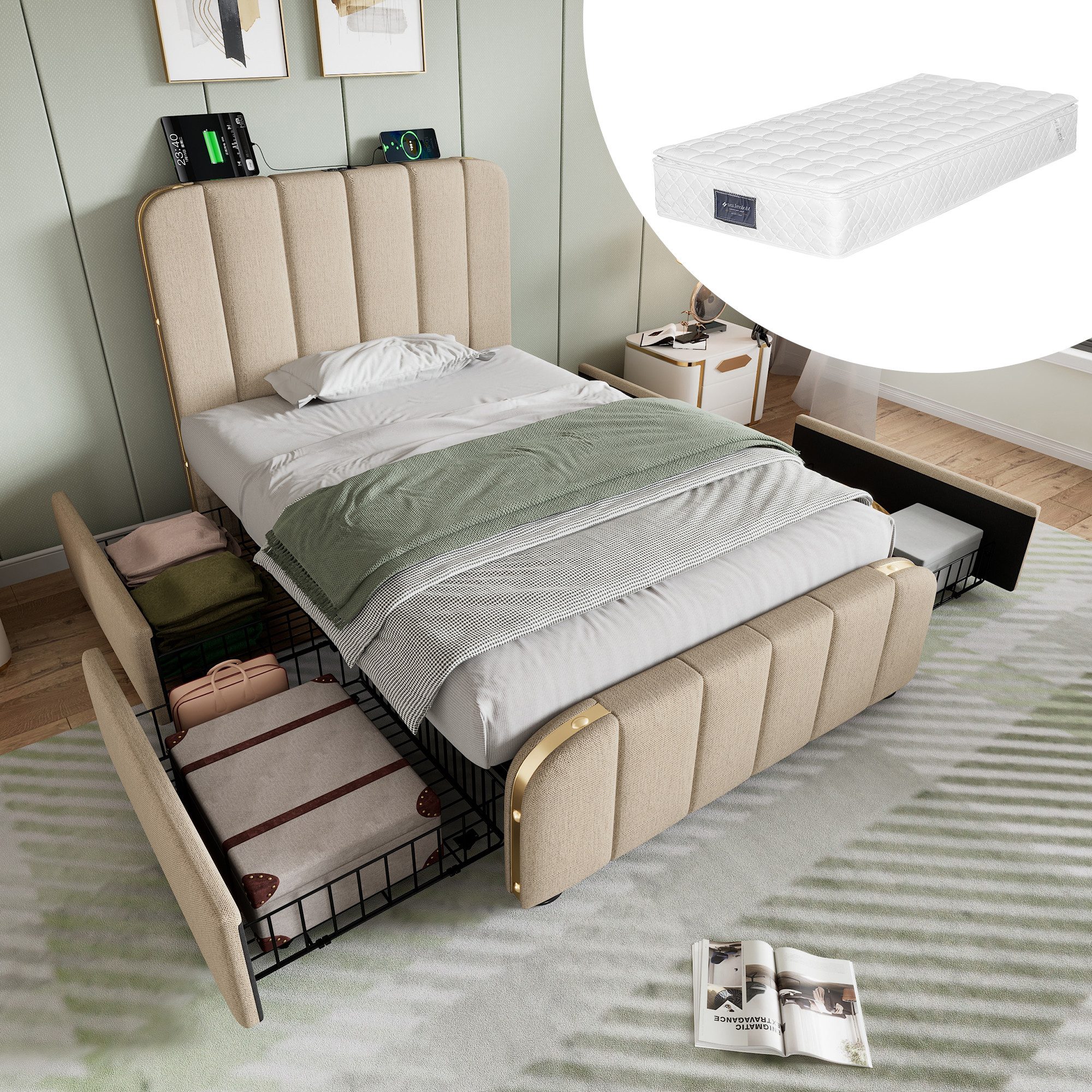 HAUSS SPOLE Polsterbett 90X200cm mit 4 günstig online kaufen