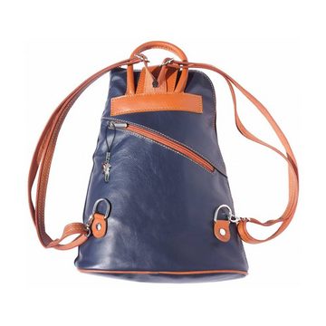 FLORENCE Handtasche OTF601X Florence Damen Schultertasche Rucksack (Cityrucksack), Damen Leder Cityrucksack, Schultertasche, blau, braun ca. 27cm