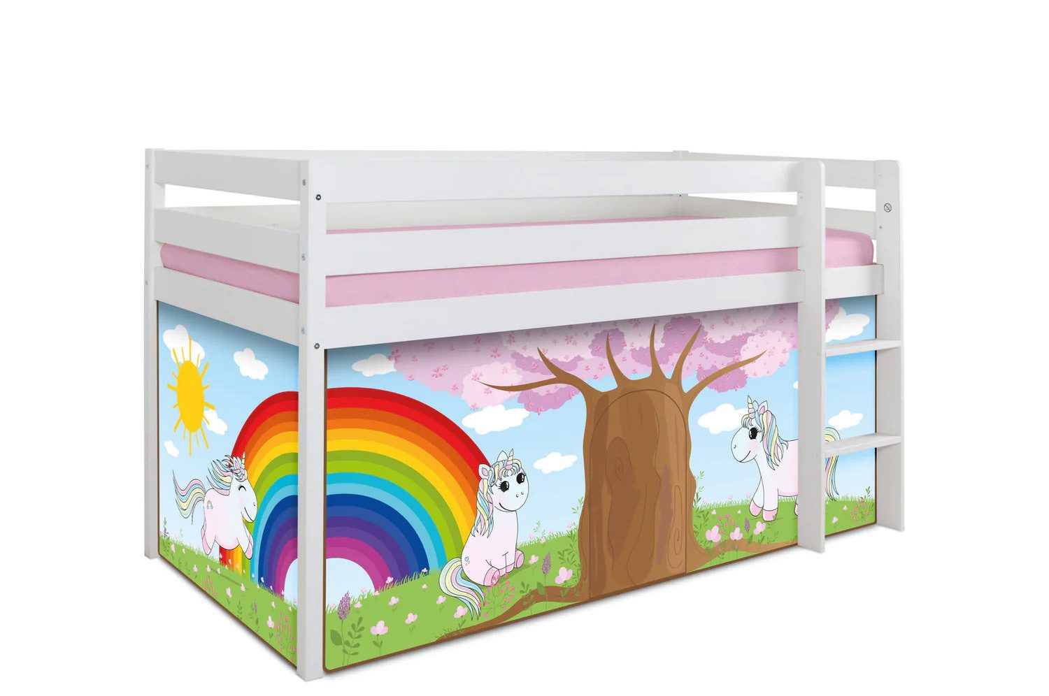 Ticaa Hochbett Hochbett Malte 90x200 inkl. Rollrost