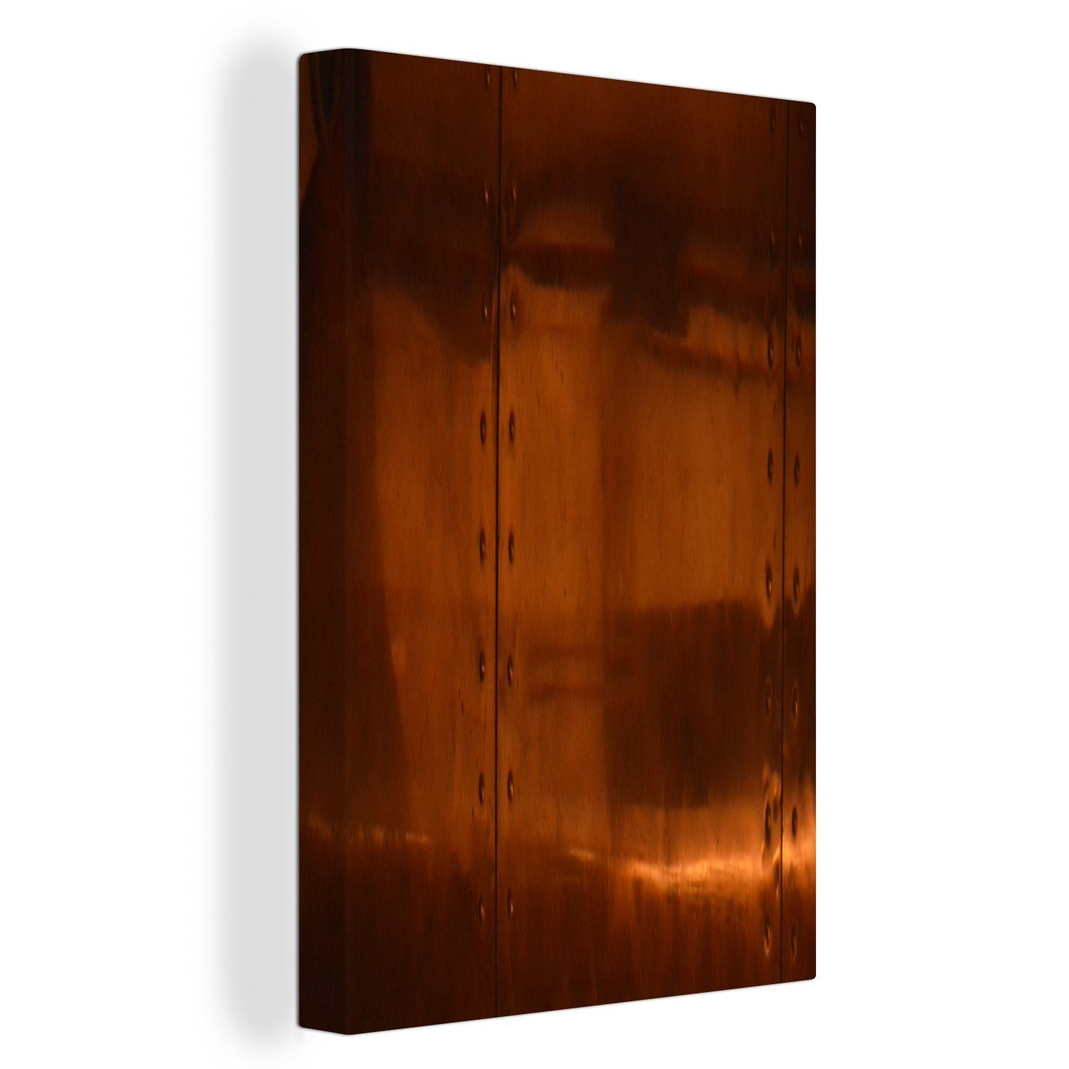 OneMillionCanvasses® Leinwandbild Bleche mit einer Kupferstruktur, (1 St), Leinwandbild fertig bespannt inkl. Zackenaufhänger, Gemälde, 20x30 cm