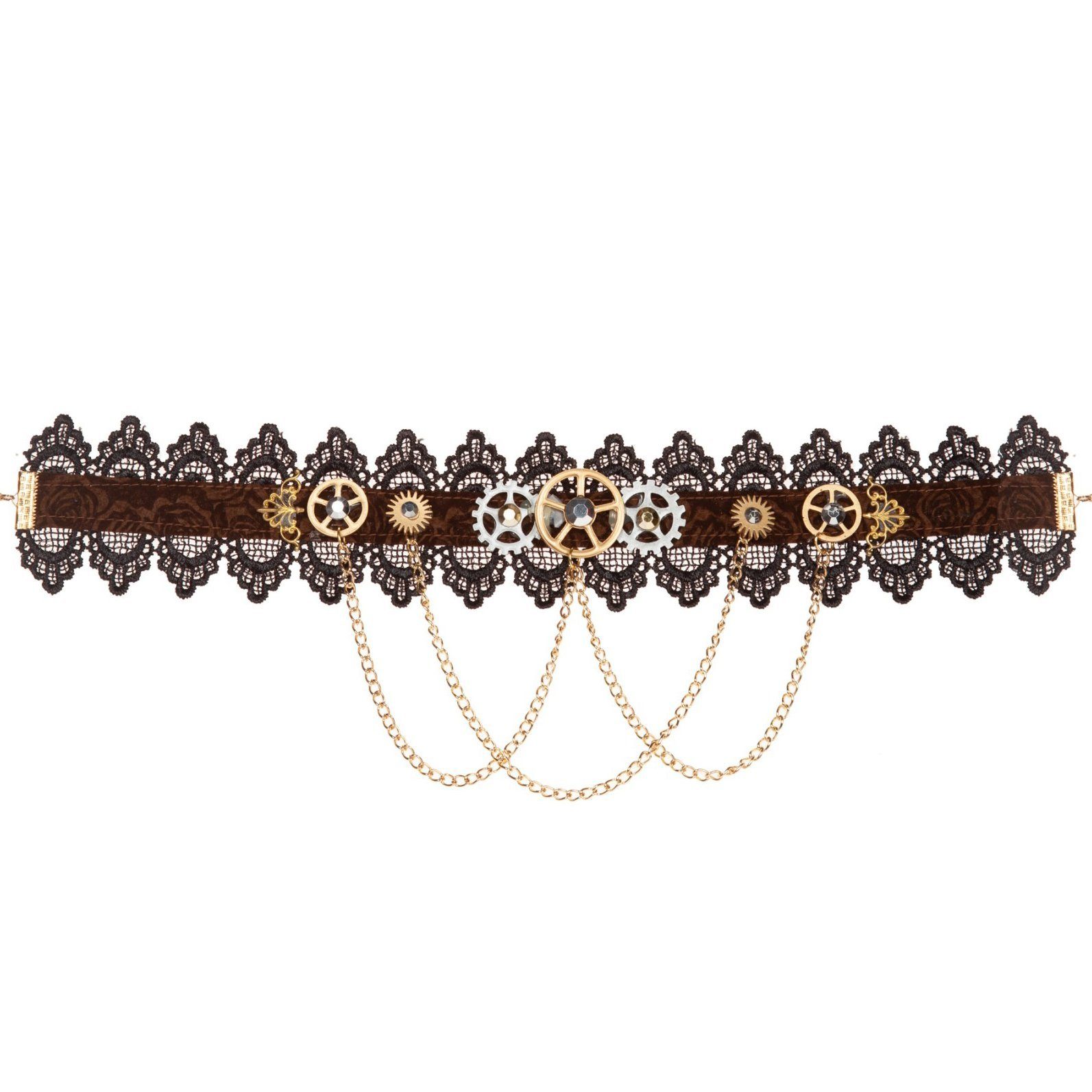 Metamorph Textilband Steampunk Halsband Zahnräder, Schönes Spitzenband mit günstig online kaufen