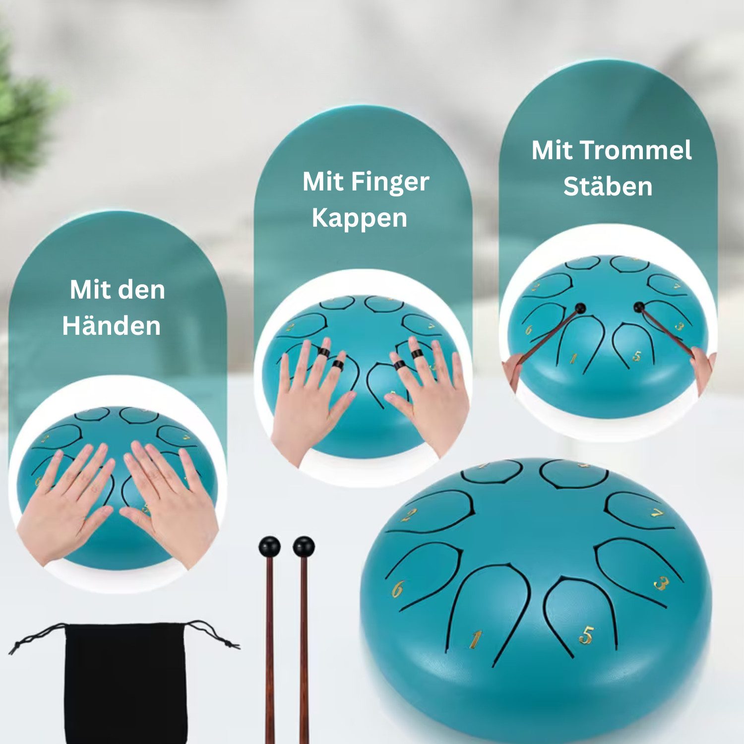 XCOAST Klangschalen Chakra Trommel – Zungentrommel für Meditation, Yoga & Energieharmonie,Klangtherapie instrument Chakra, Zungentrommel Chakren Heilung, 7 Chakra Klangsystem, Tiefe Entspannung