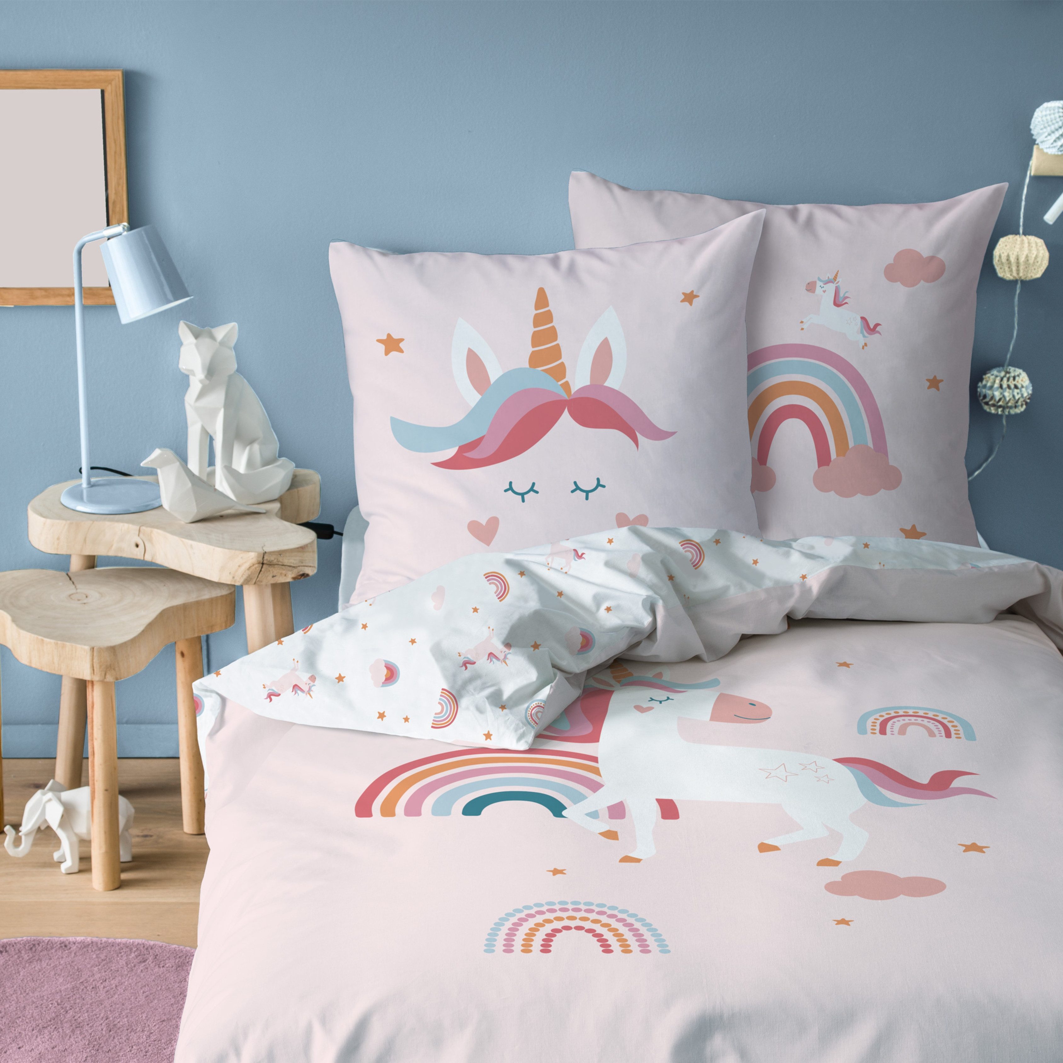MTOnlinehandel Bettwäsche Einhorn 135x200 + 80x80 cm (Unicorn), 100% Baumwo günstig online kaufen