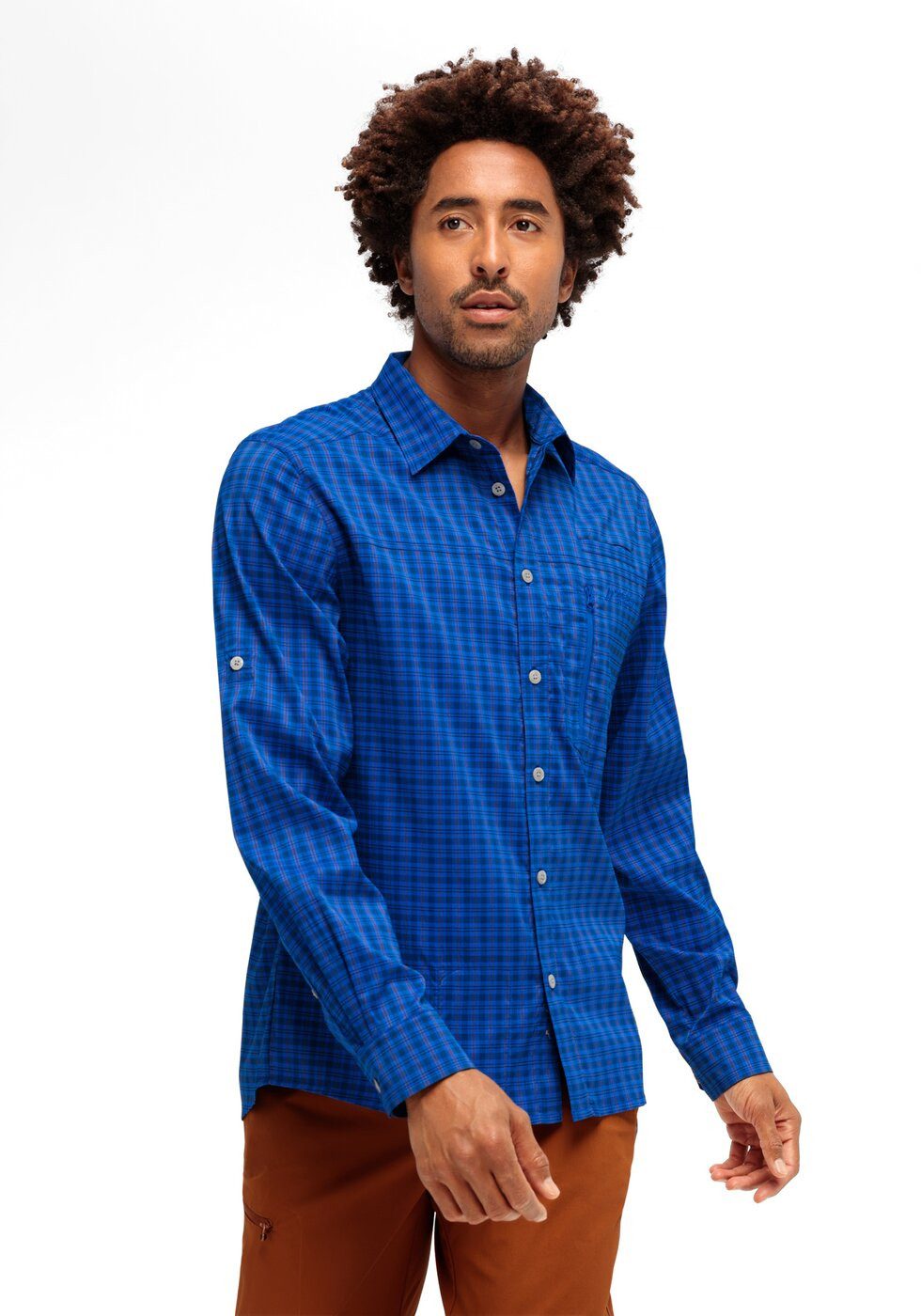 Maier Sports Outdoorhemd Mats L/S He-Hemd 1/1 Arm el. BLUE / BROWN CHECK