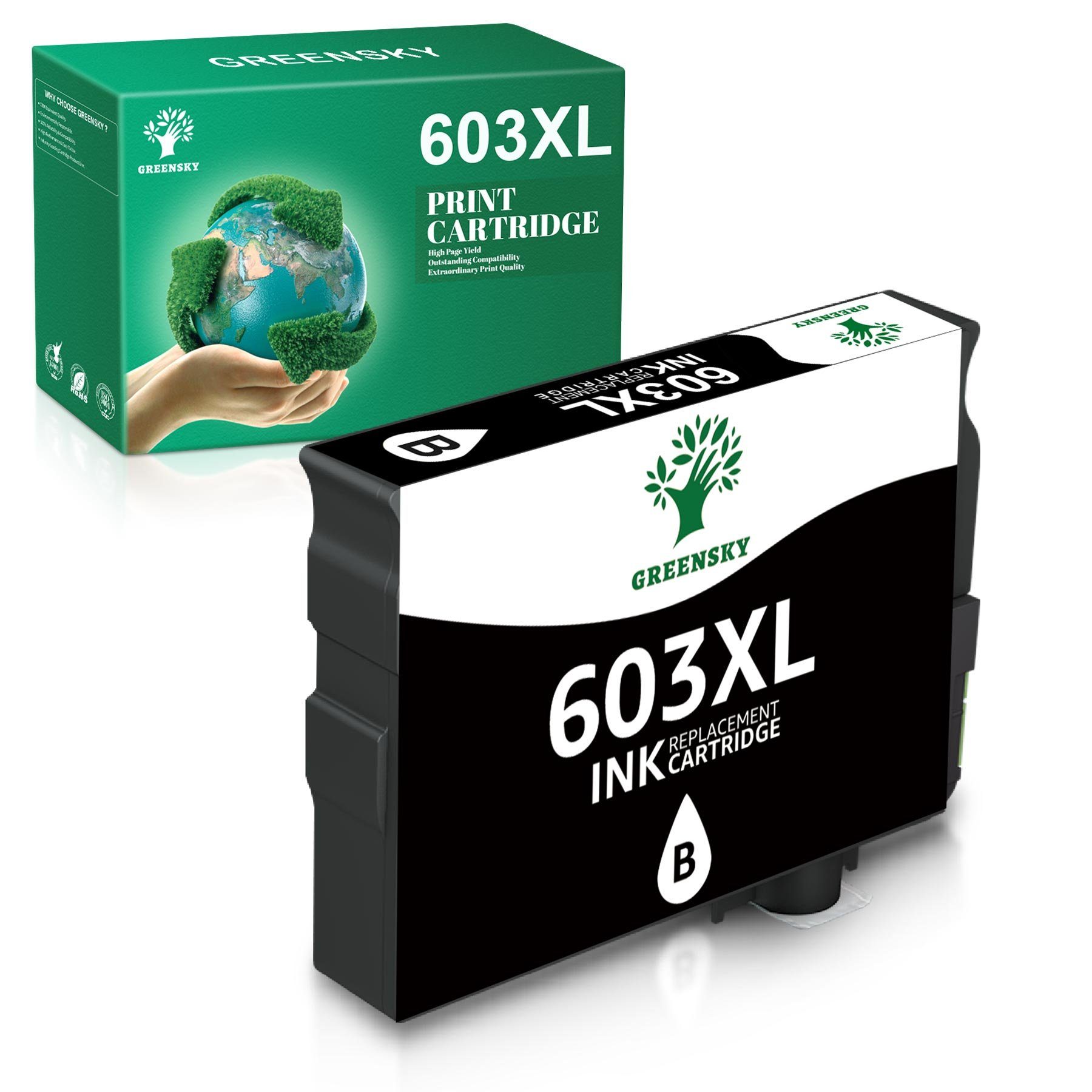 Greensky Kompatible für Epson 603 Multipack XP 3105 3100 2100 Tintenpatrone 1Schwarz