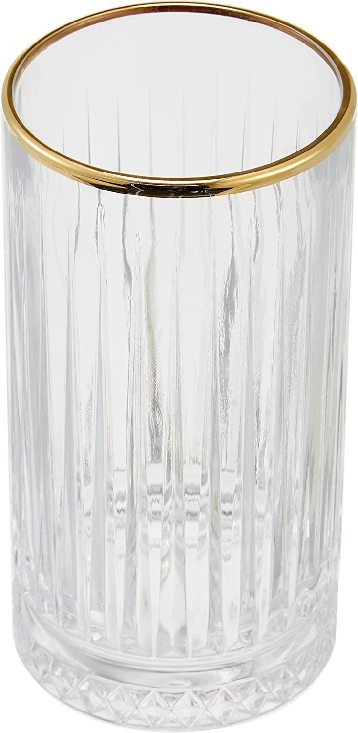 Pasabahce Longdrinkglas Elysia Glas im Retro-Design und Kristall-Look 280ml 4-Stück Gold, 4-tlg., Glas