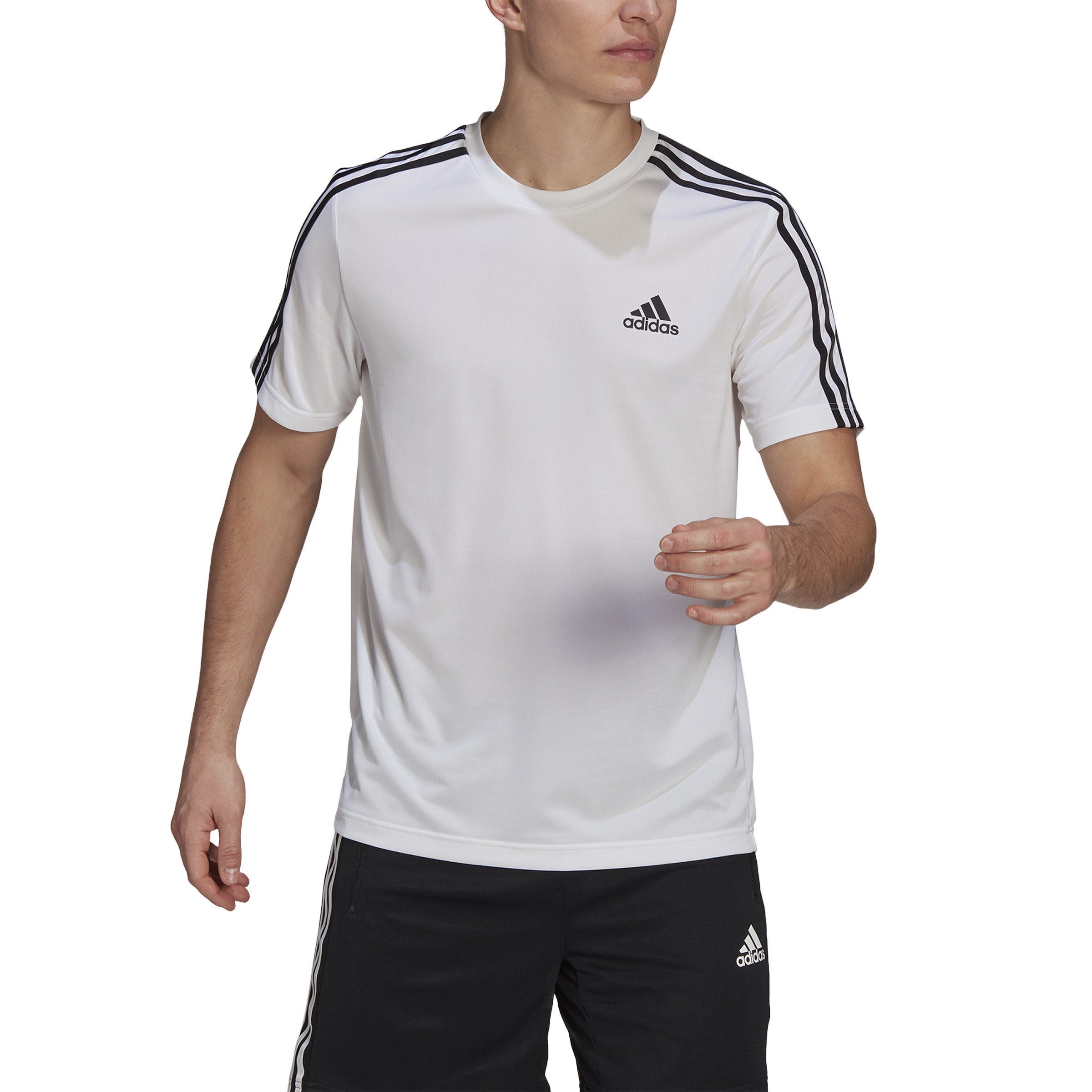 adidas Sportswear 3S weiss-schwarz-pink T,WHITE Kurzarmshirt M