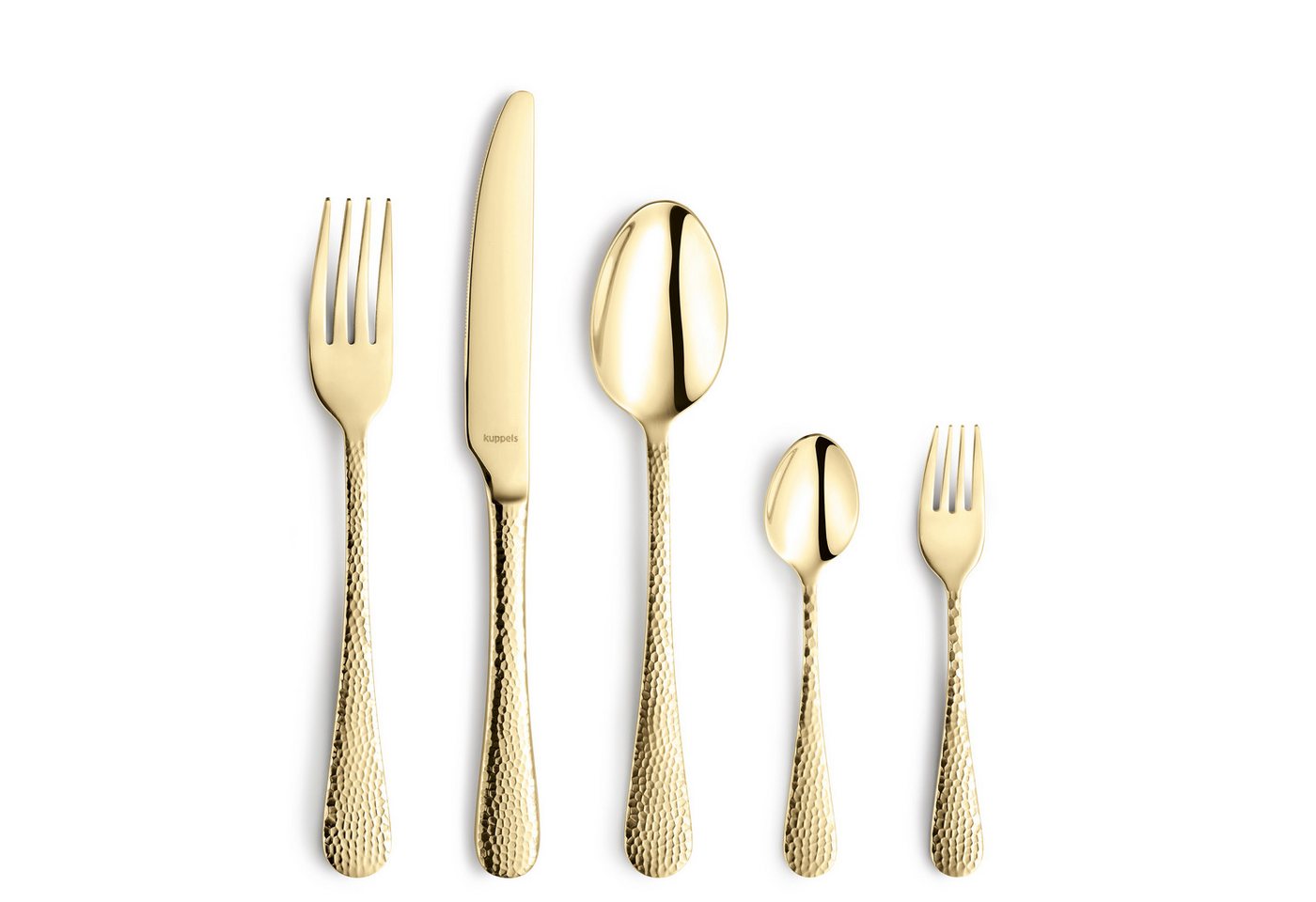 Kuppels Besteck-Set CRYSTAL (30-tlg), 6 Personen, Edelstahl Rostfrei 18/0, gehämmert, mit champagnerfarbener PVD Veredelung