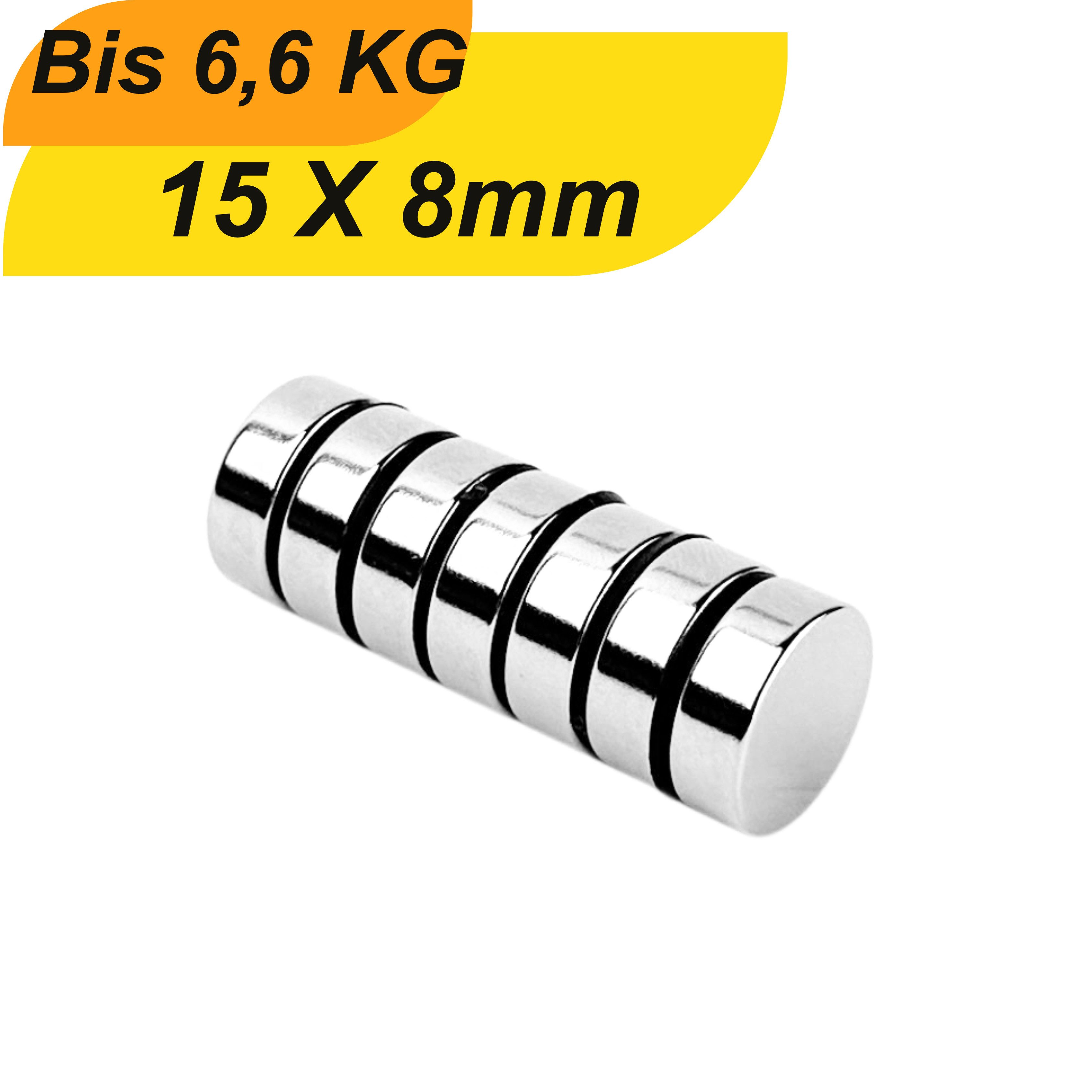 Magnet Neodym Magnet 15 x 8 mm Supermagnete hohe Haftkraft Scheibenmagnet